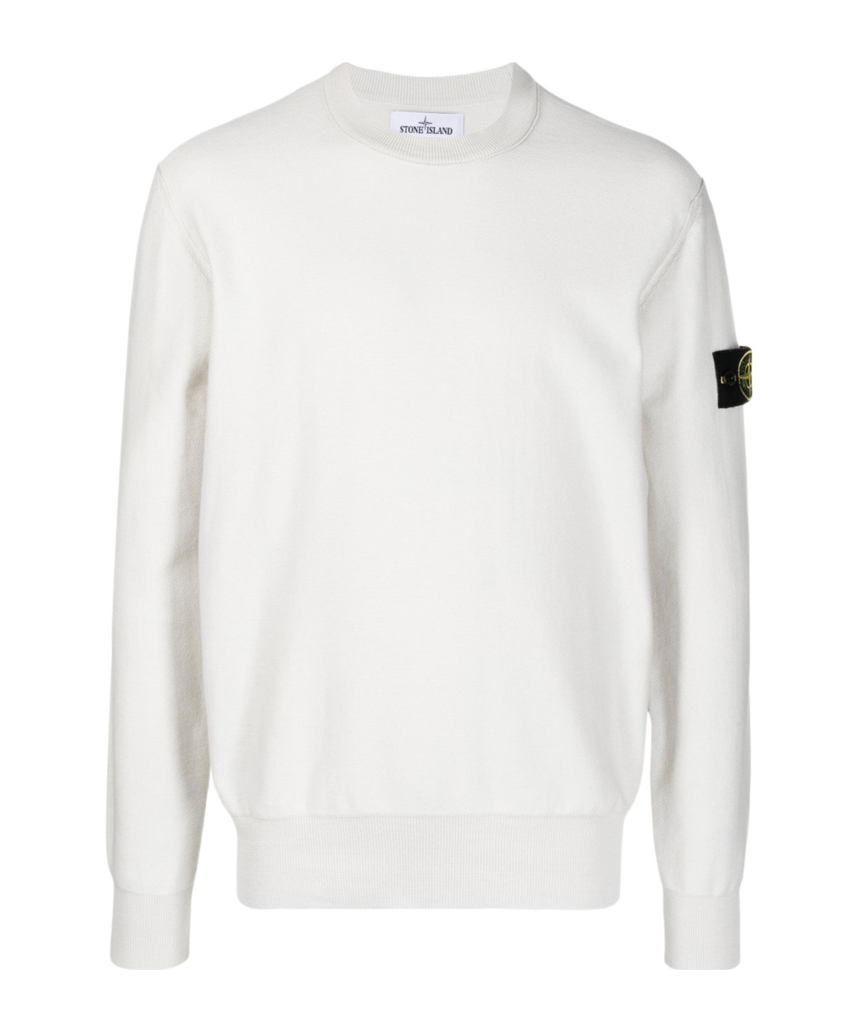 Stone Island Compass-motif Jersey-fleece Sweatshirt In White