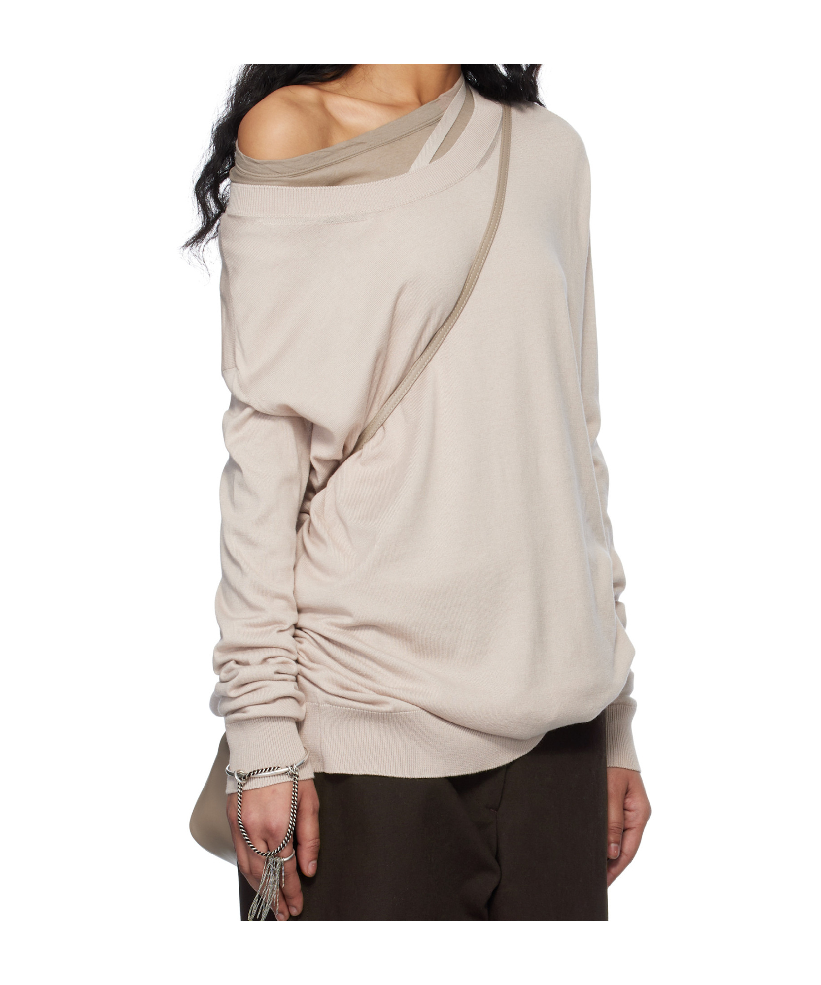Ann Demeulemeester Beige Helle High-comfort Sweater In Nude