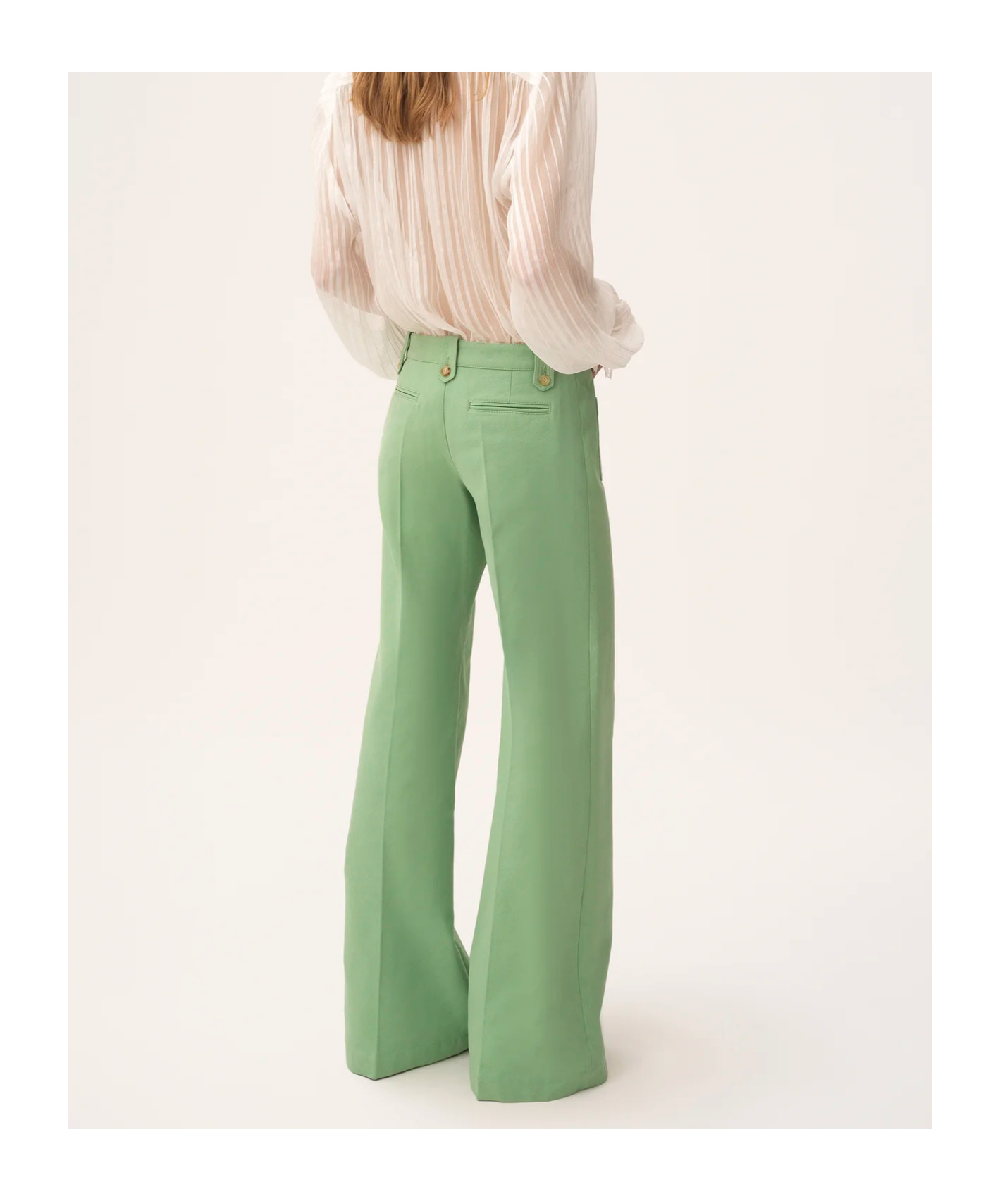 Chloé Flared Pants In Cotton Canvas In Green
