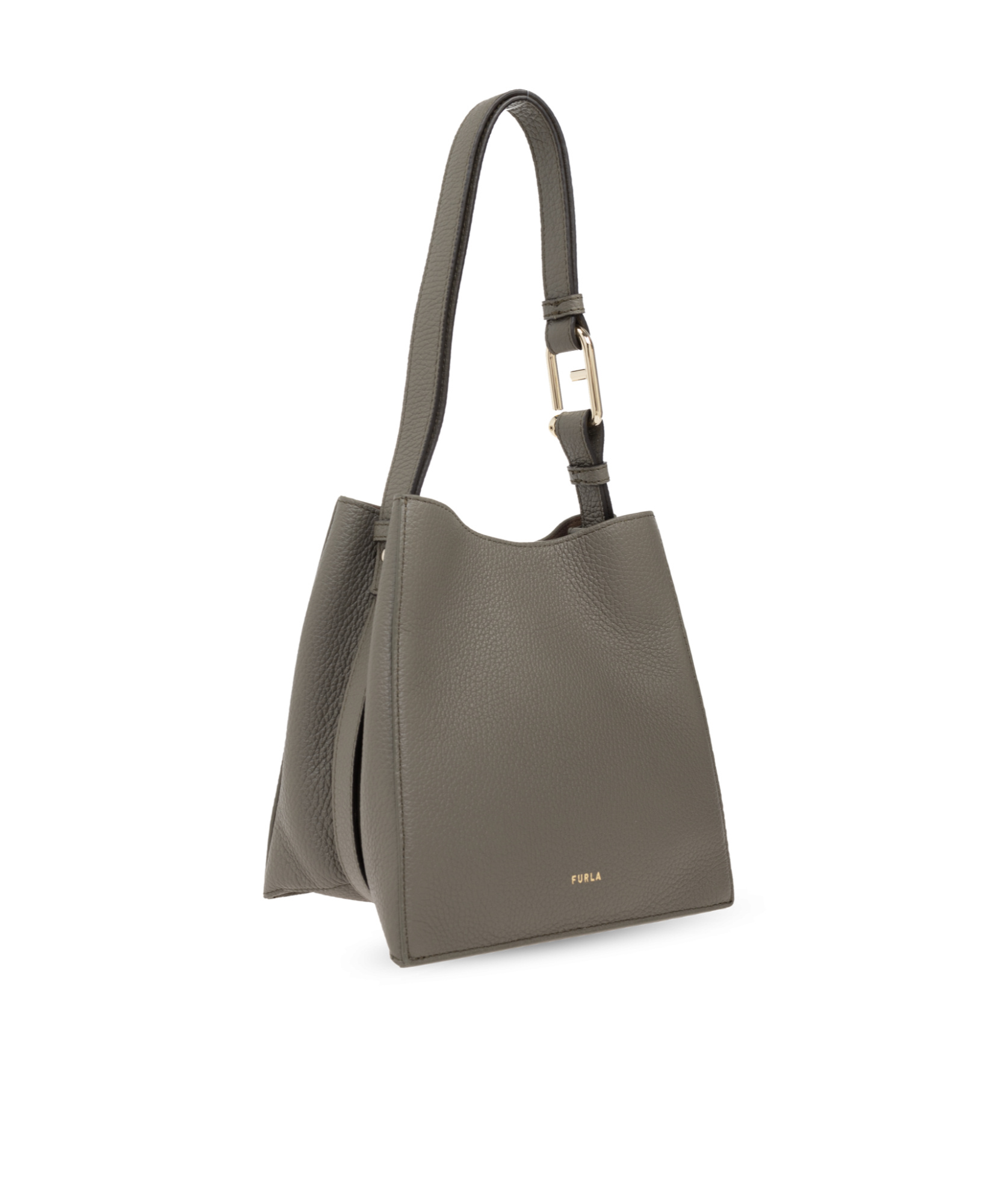 Furla Nuvola Logo Printed Mini Bucket Bag In Gray