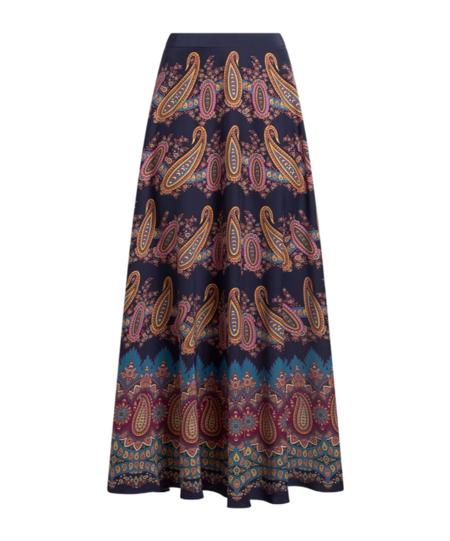 Etro Silk Skirt With Placed Print In Multi