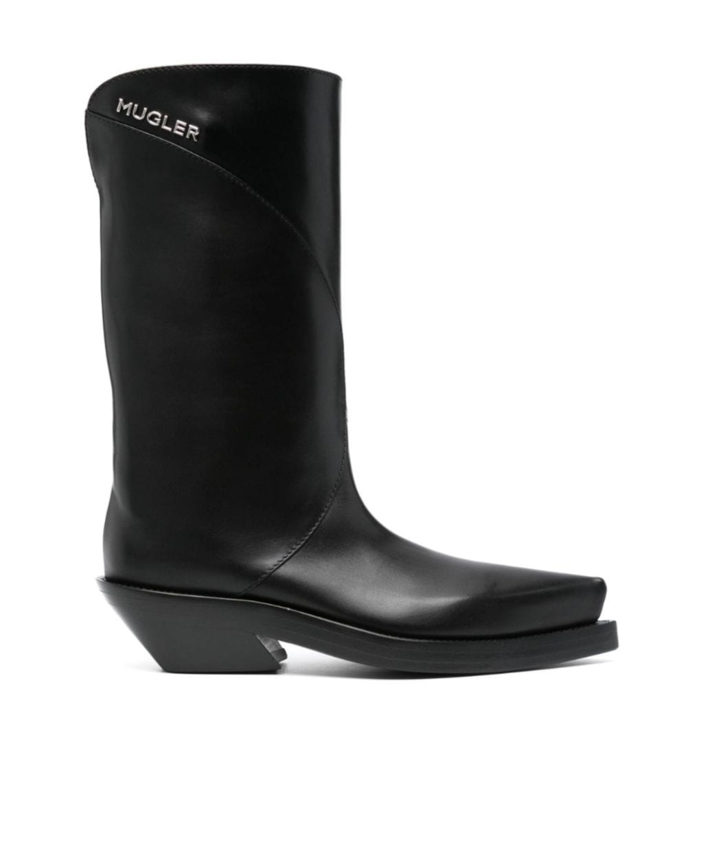 Mugler Logo-lettering Boots In Black