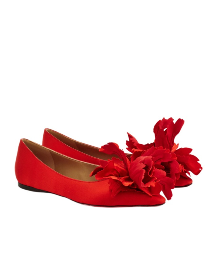 Ferragamo Flower Embellished Ballet Flat In Red