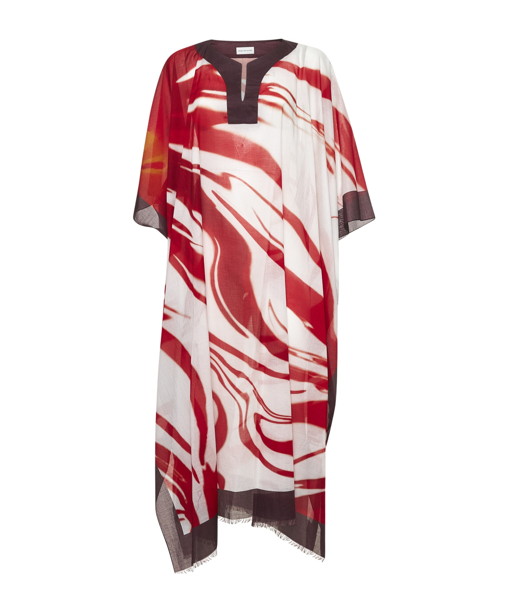Dries Van Noten Abstract-print V-neck Midi Dress In Pink
