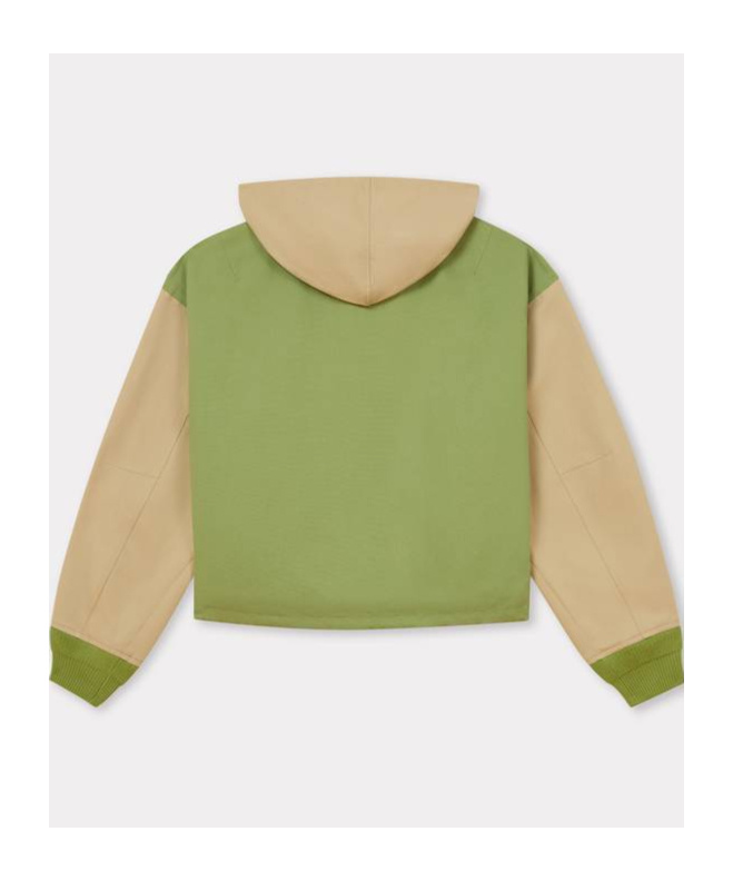 Kenzo Hooded Drawstring Hem Blazer With Ribbed Cuffs In Light Khaki