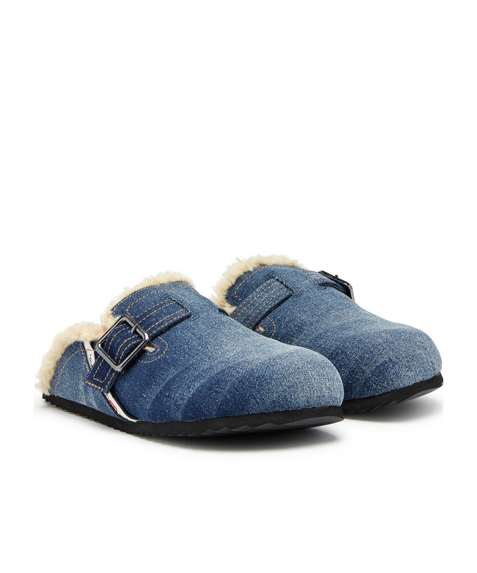 Diesel D-woodstock Denim Slippers In Blue