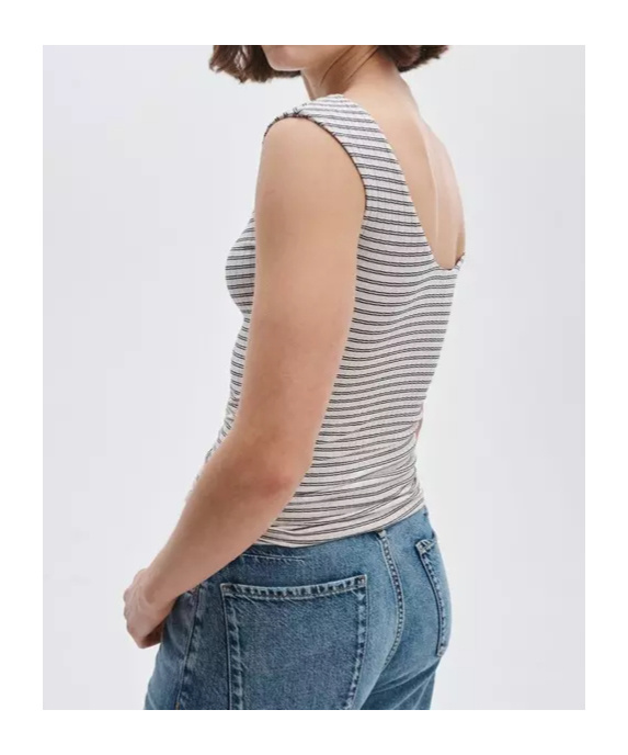 Rag & Bone Luca Stripe Rib Open Back Tee In White