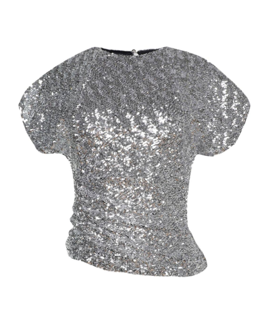 Rabanne Haut Asymmetric Top In Silver Tone