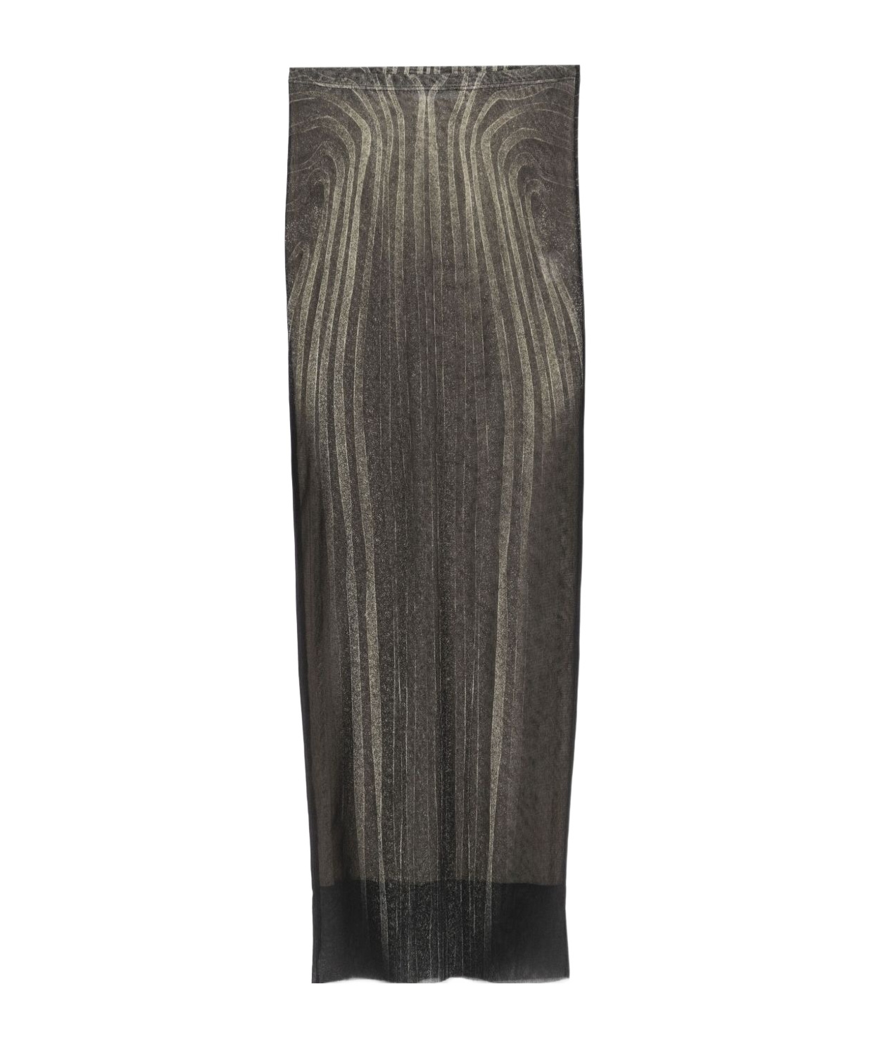Jean Paul Gaultier Mesh Spiral Printed Long Skirt In Black