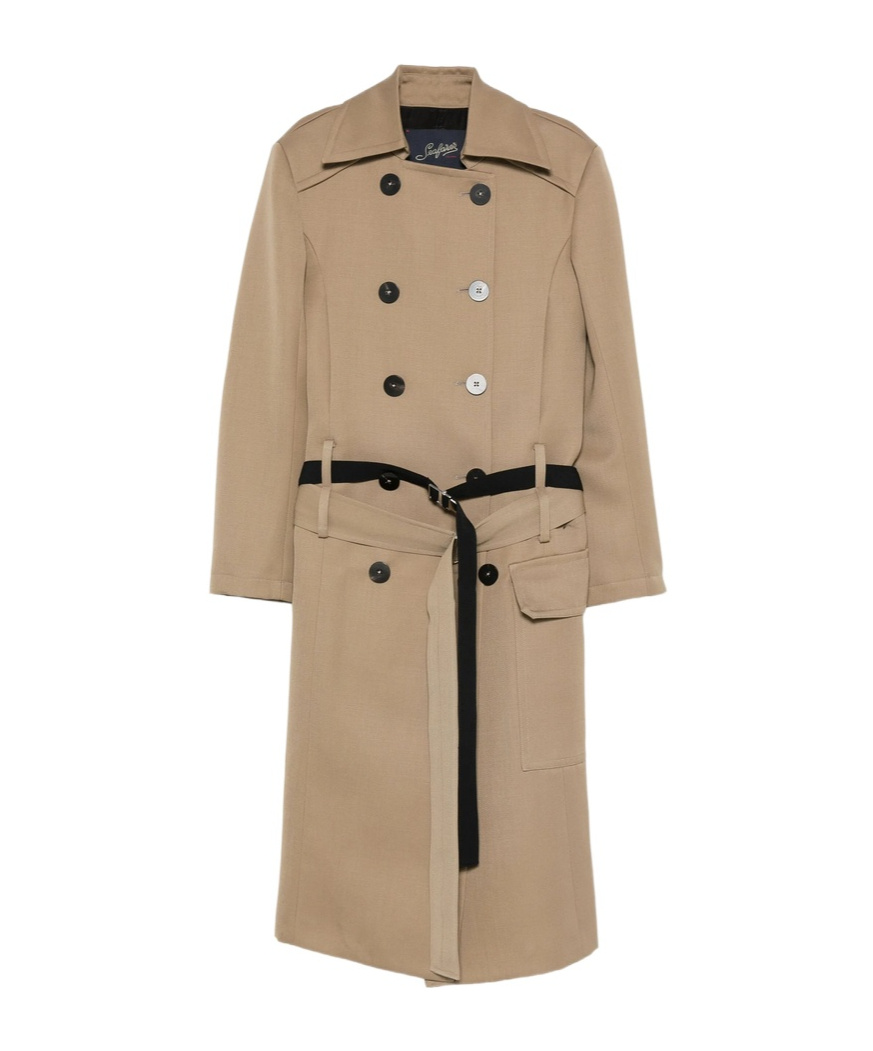The Seafarer Double-breasted Belted Coat In Gold