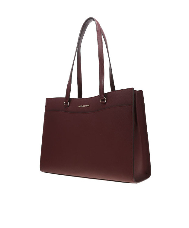 Michael Kors Jet Set Travel Large Saffiano Leather Pocket Tote Bag In Oxblood