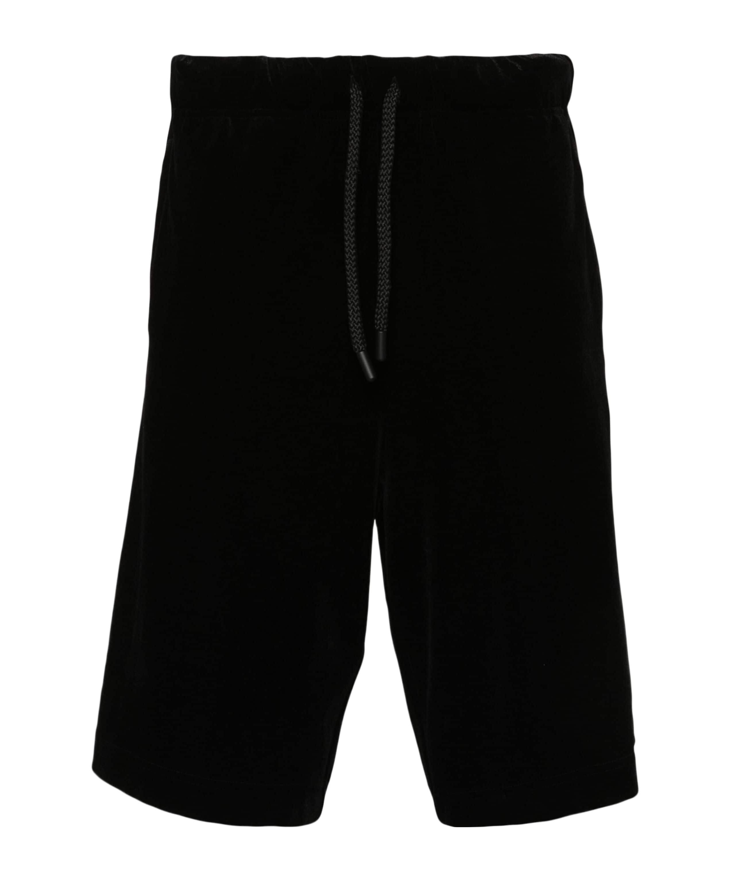 Versace Jeans Logo-patch Velvet Shorts In Black