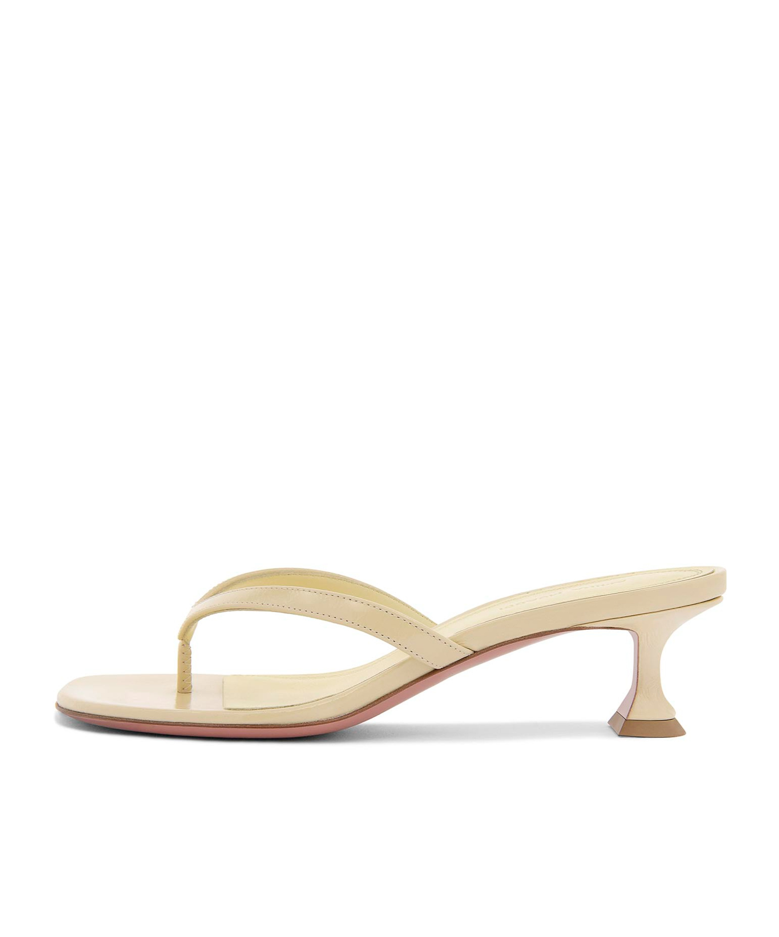 Amina Muaddi Juliette Sand Patent Thong Sandals In Yellow