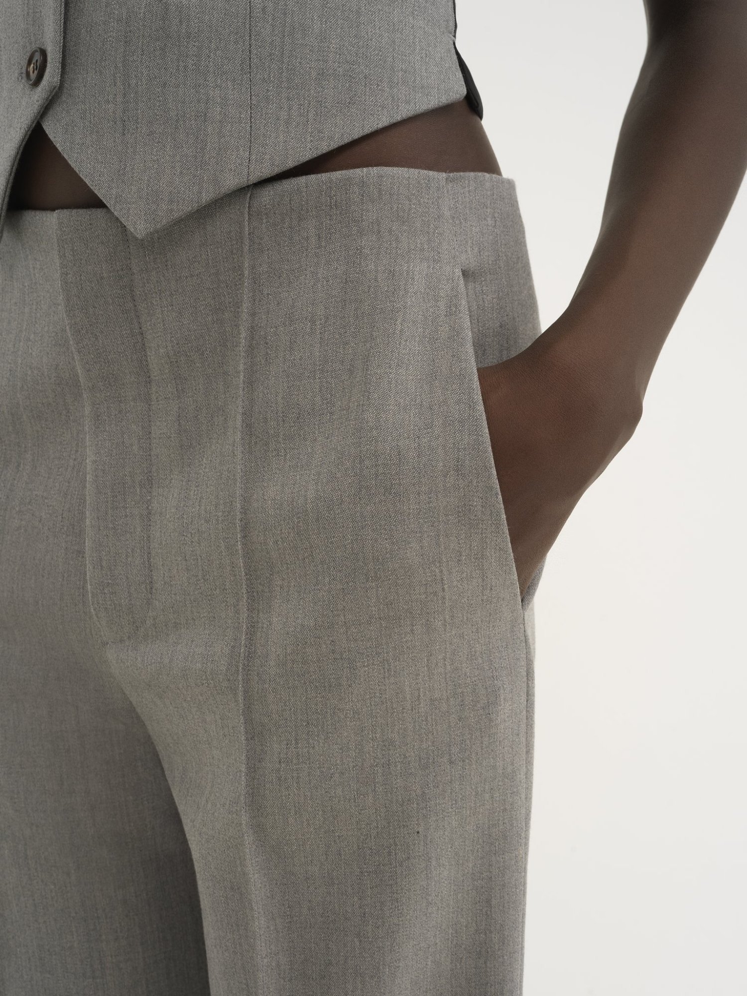 Chloé Wool Grain Bell Bottoms In Gray