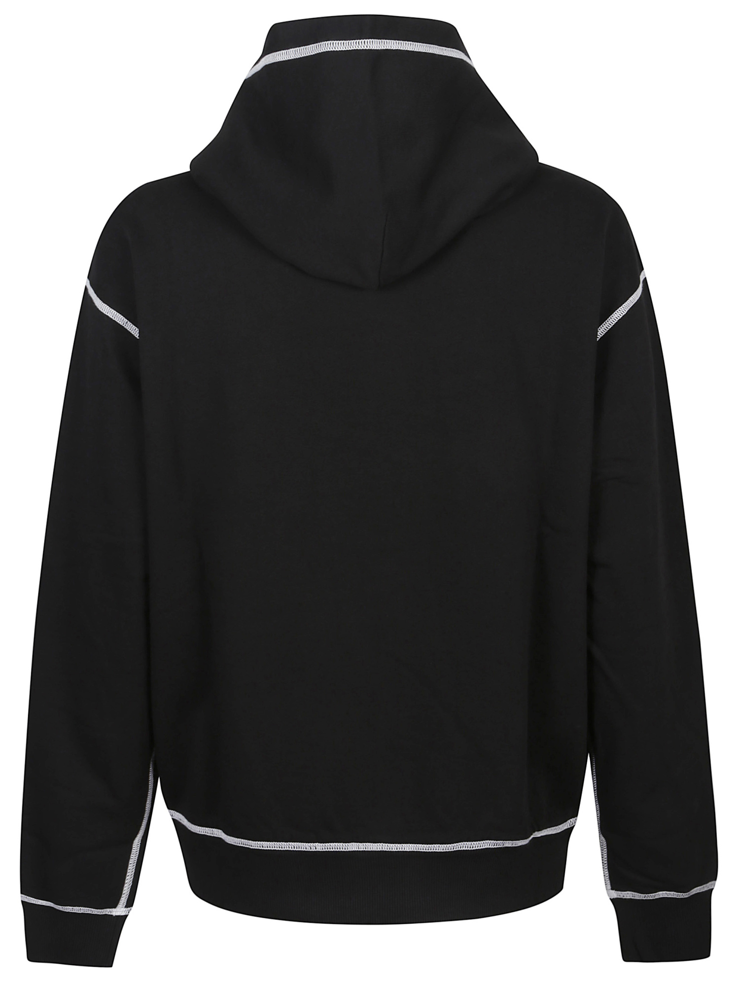 Dolce & Gabbana Hooded Sweatshirt With Contrasting Stitching And Logo Detail In Black