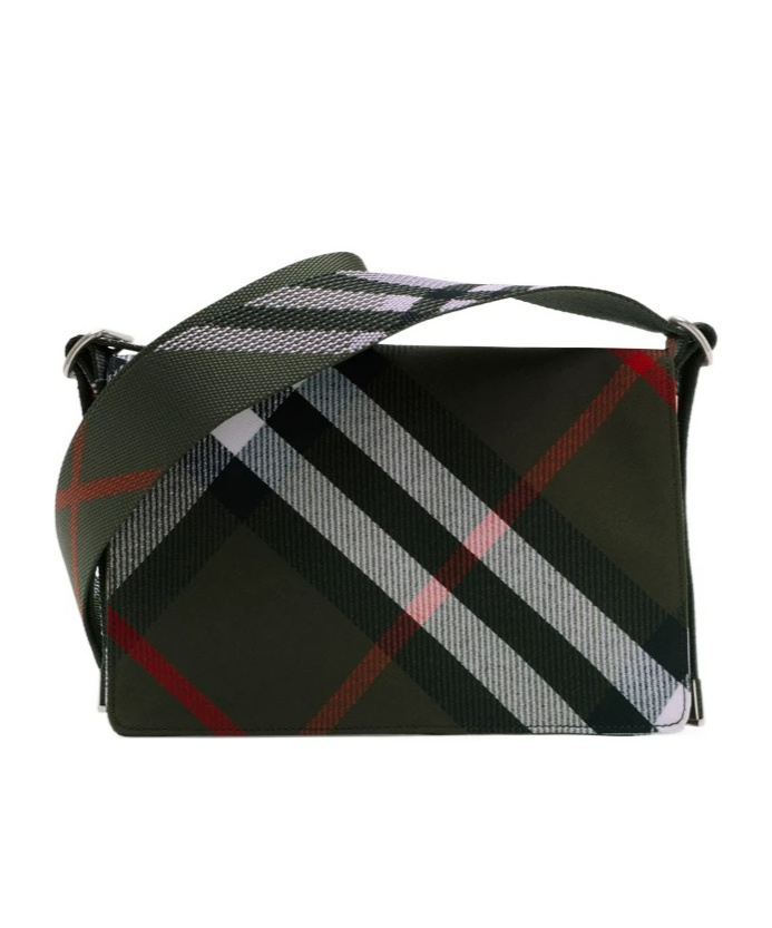 Burberry Check Trench Messenger Bag In Black