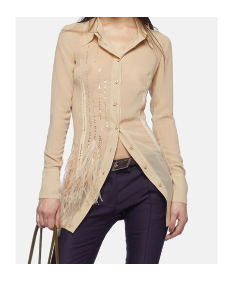 Attico The  Sequin Embellished Shirt In Nude