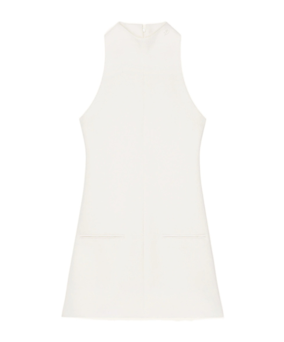 Courrèges Sleeveless Twill A-line Dress In White