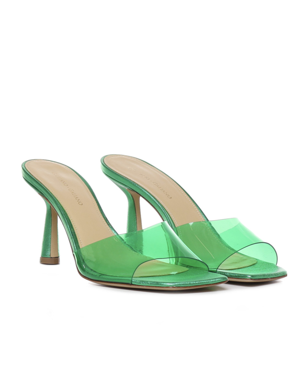 Giuliano Galiano 70mm Transparent-strap Sandals In Green