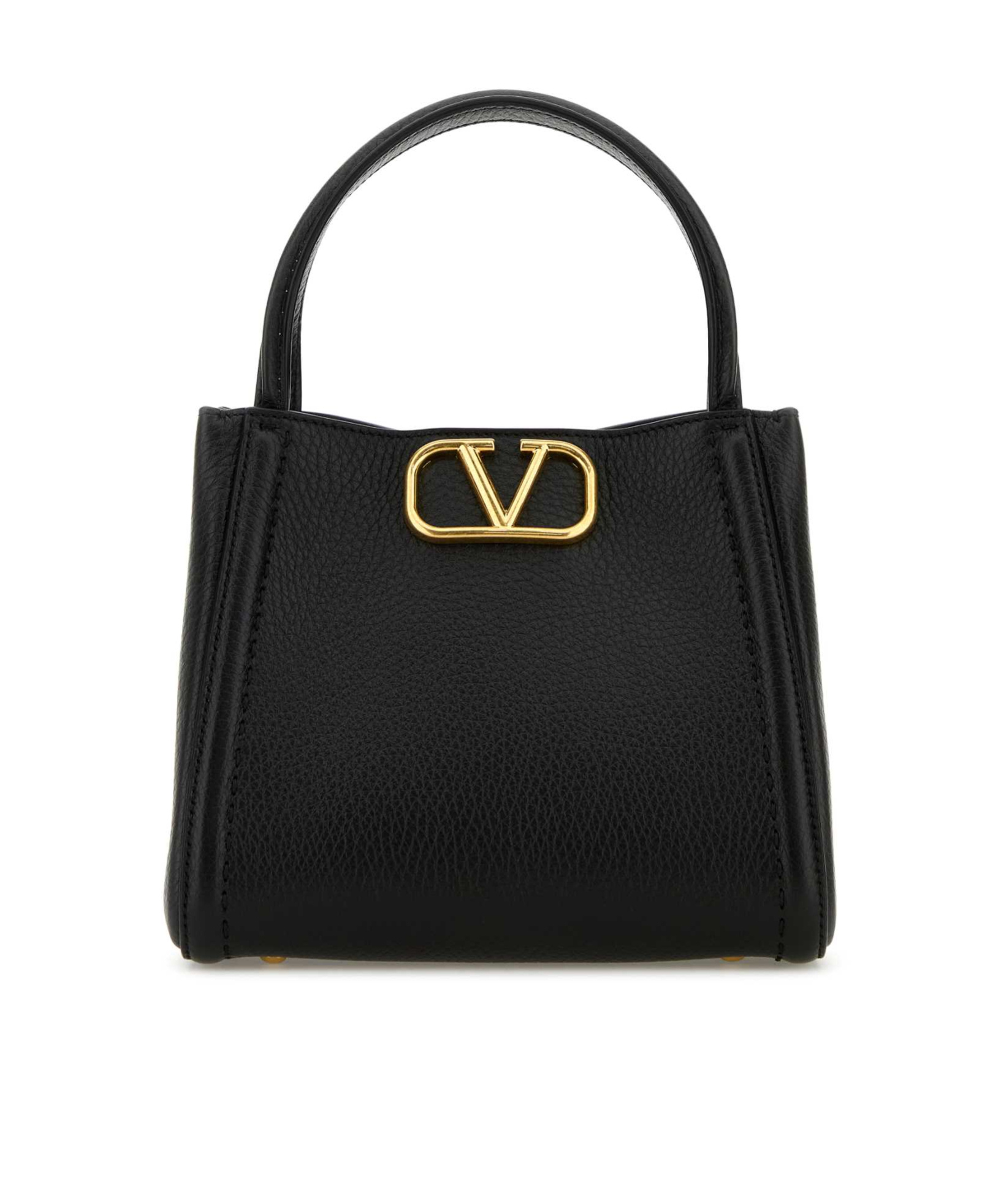 Valentino V Plaque Double Top Handle Tote In Black