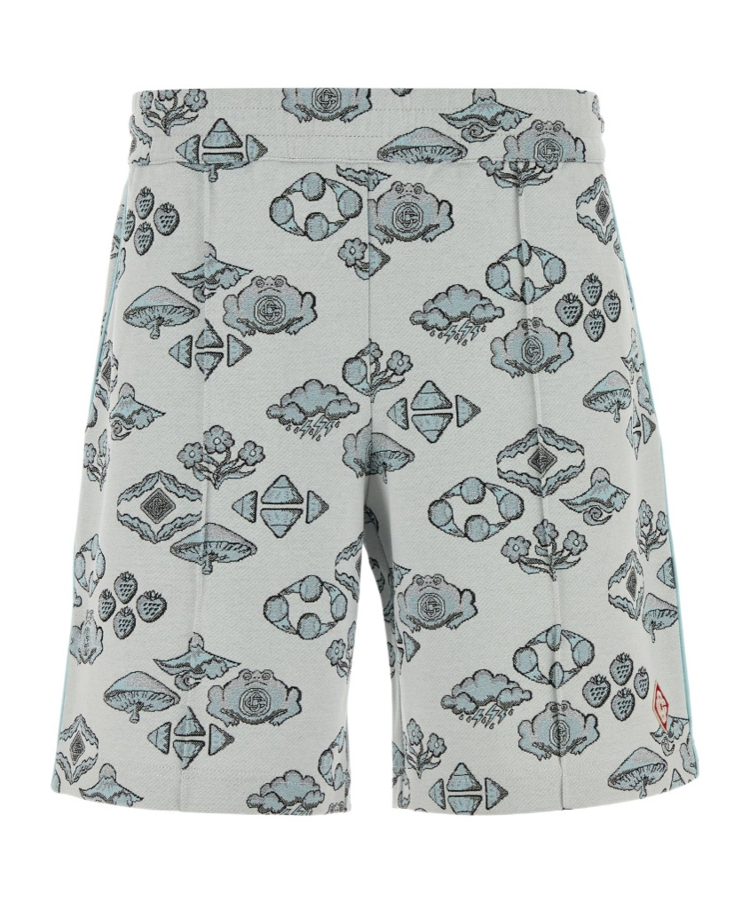 Casablanca Embroidered Stretch Jacquard Bermuda Shorts In Gray