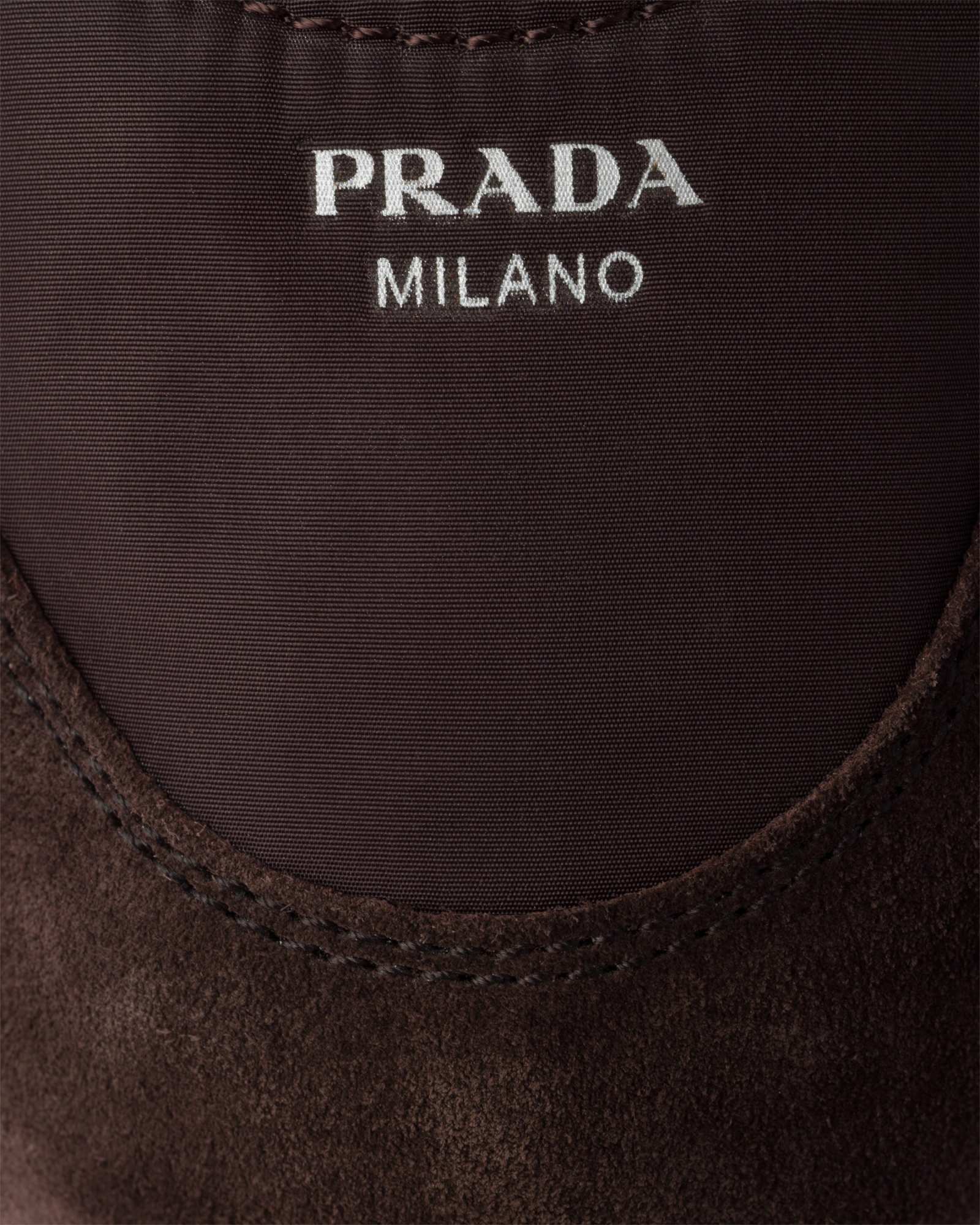 Prada Collapse Re-nylon And Suede Ballet Flats In Brown