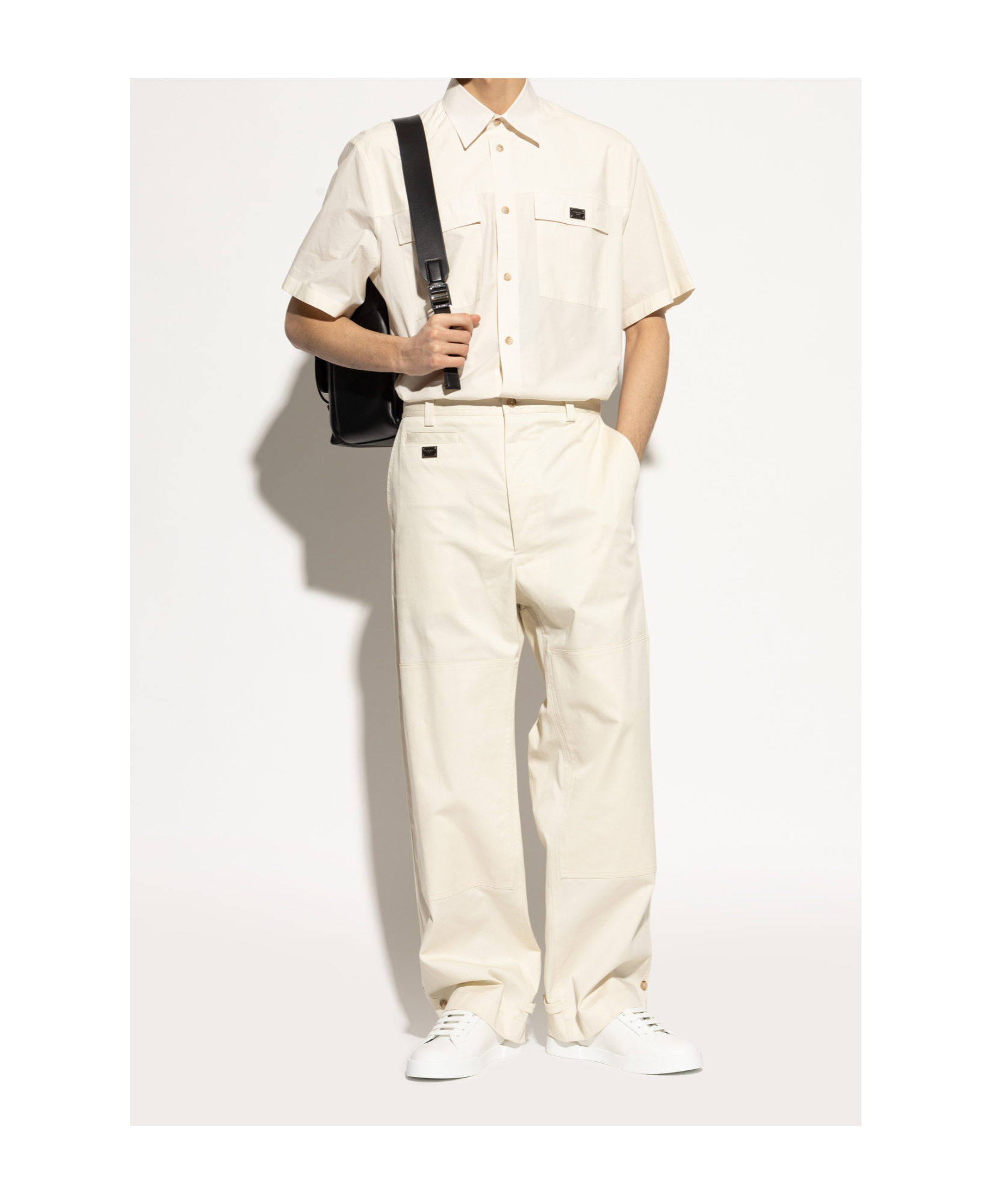 Dolce & Gabbana Portofino Calfskin Sneakers Dg Logo In White