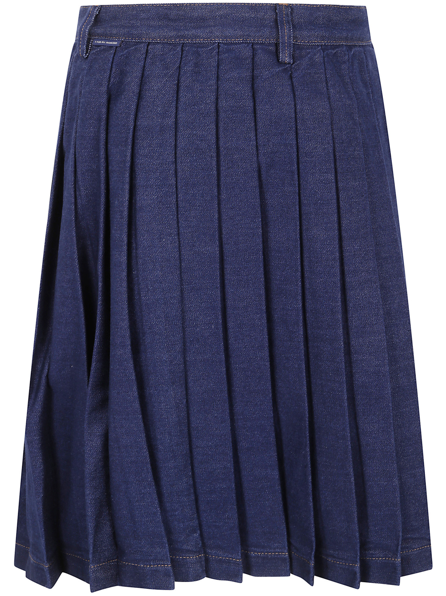 7 For All Mankind Midi Skirt With Pleats And Buttons In Blue