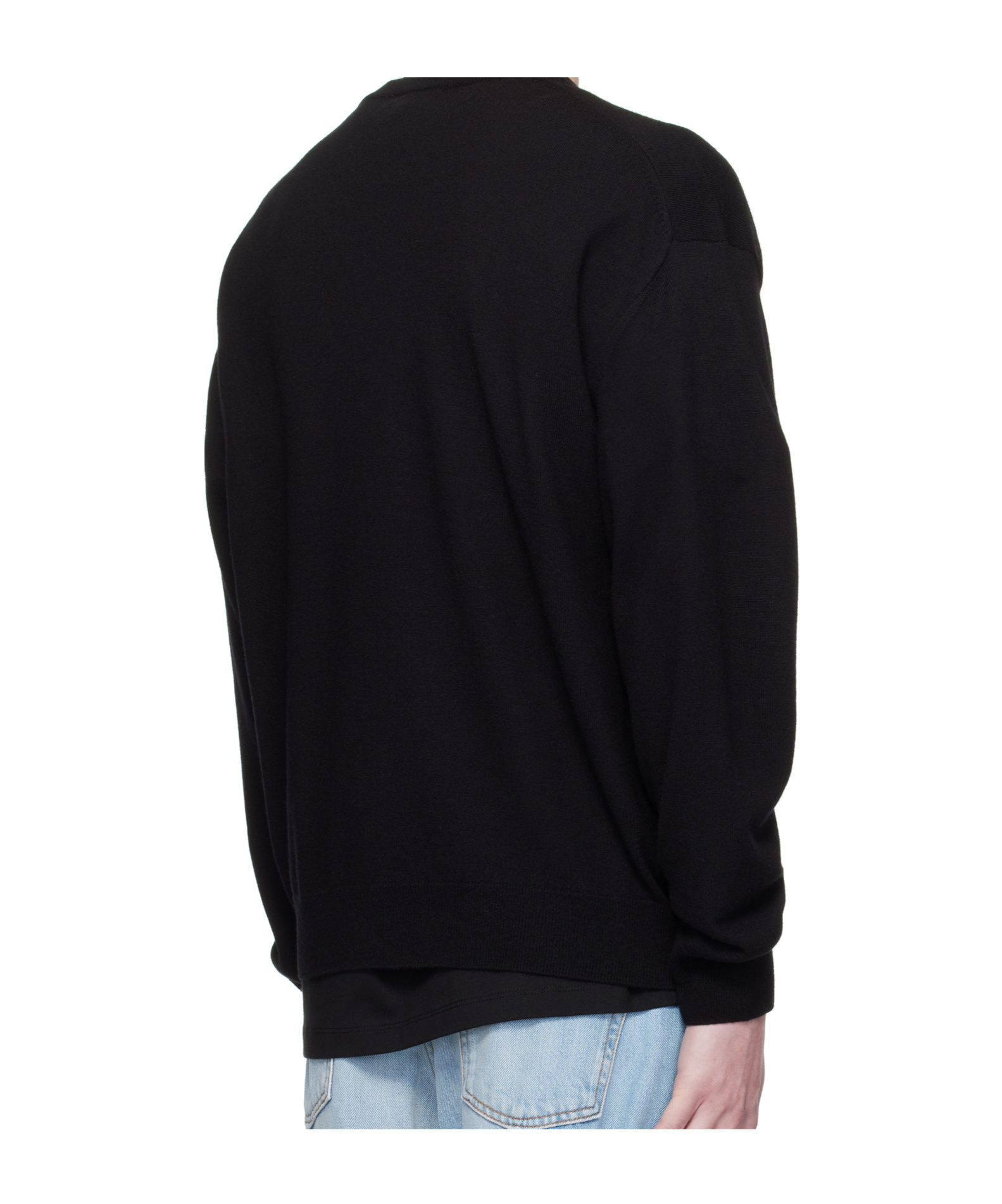 We11 Done Black Logo Rhinestone Knit Pullover Sweater In Black