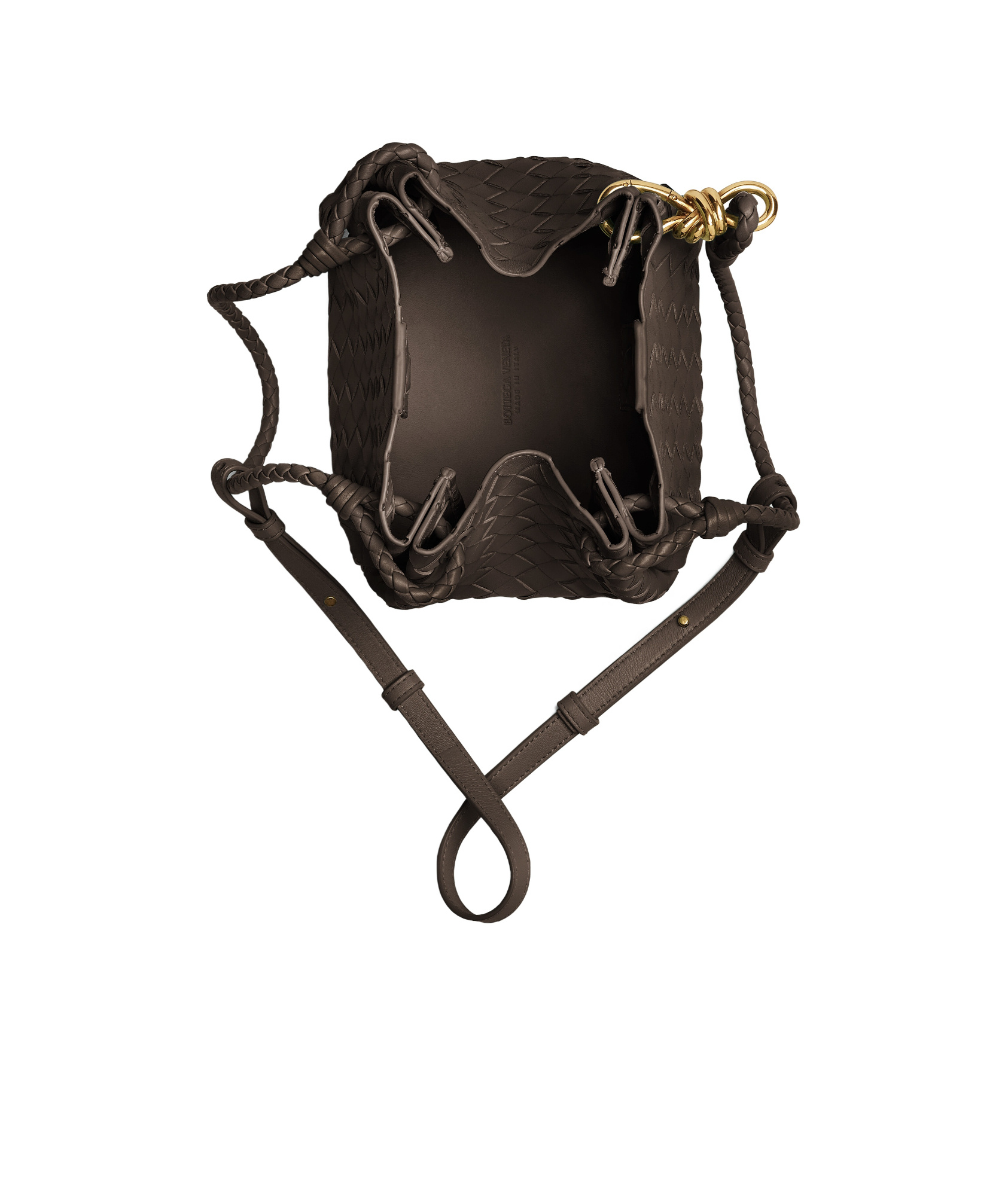 Bottega Veneta Andiamo Parachute Small Intrecciato Leather Shoulder Bag In Black