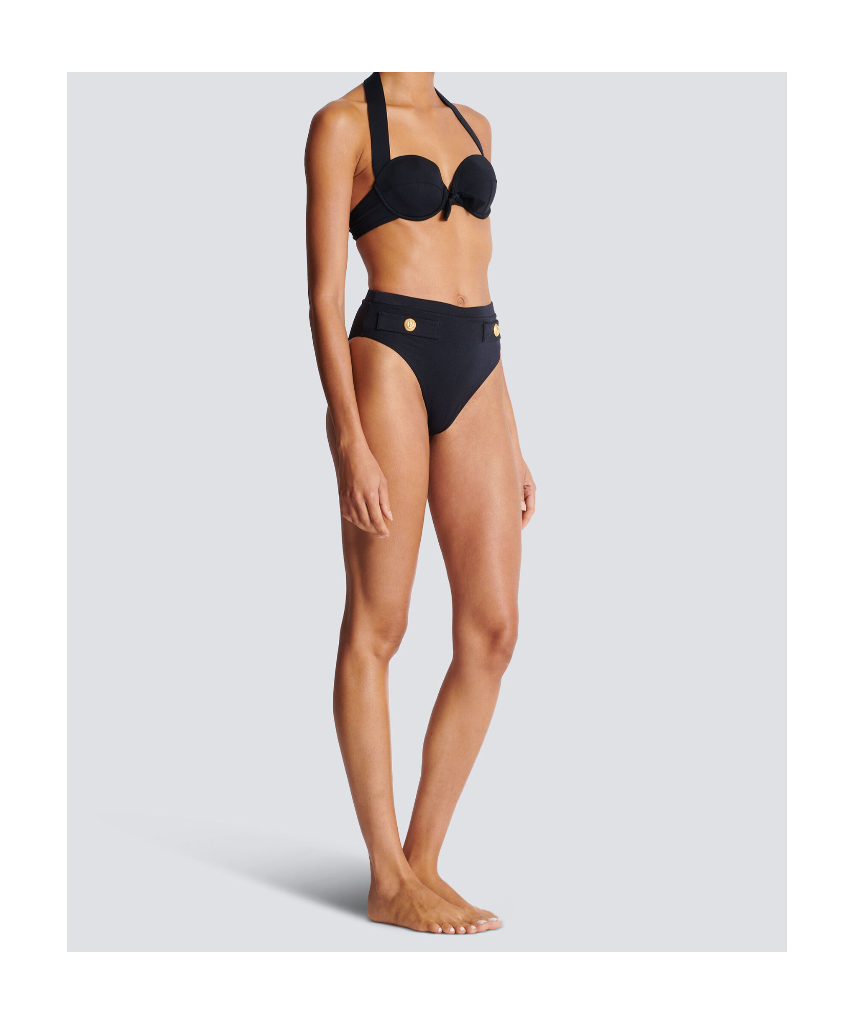 Balmain Embossed-buttons Bikini In Black