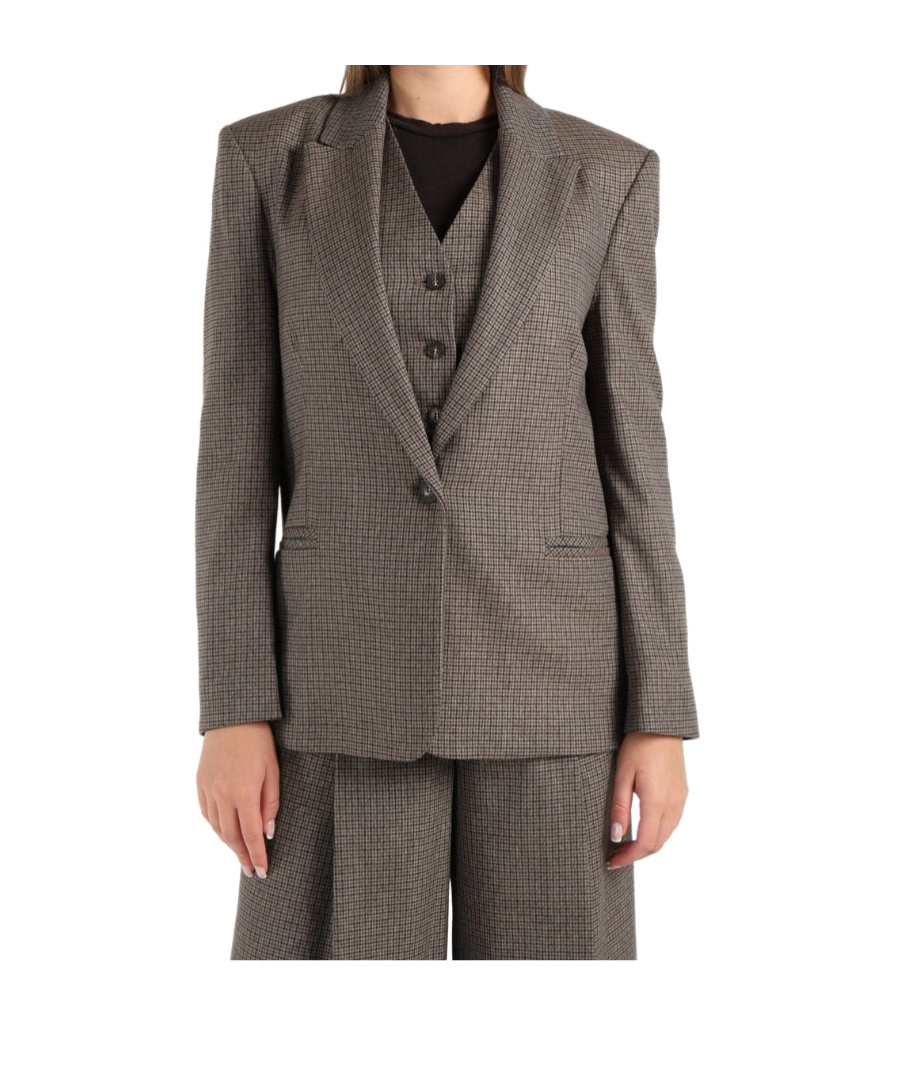 Kaos Single-breasted Houndstooth Blazer In Brown