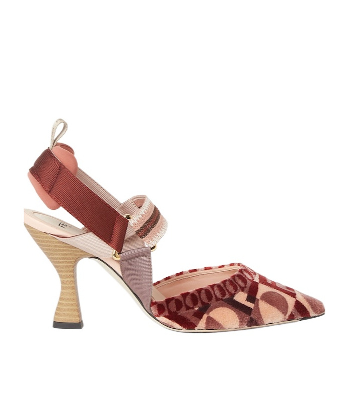 Fendi Colibri Mixed-media Iconic Ff Tapestry Slingback Pumps In Multi