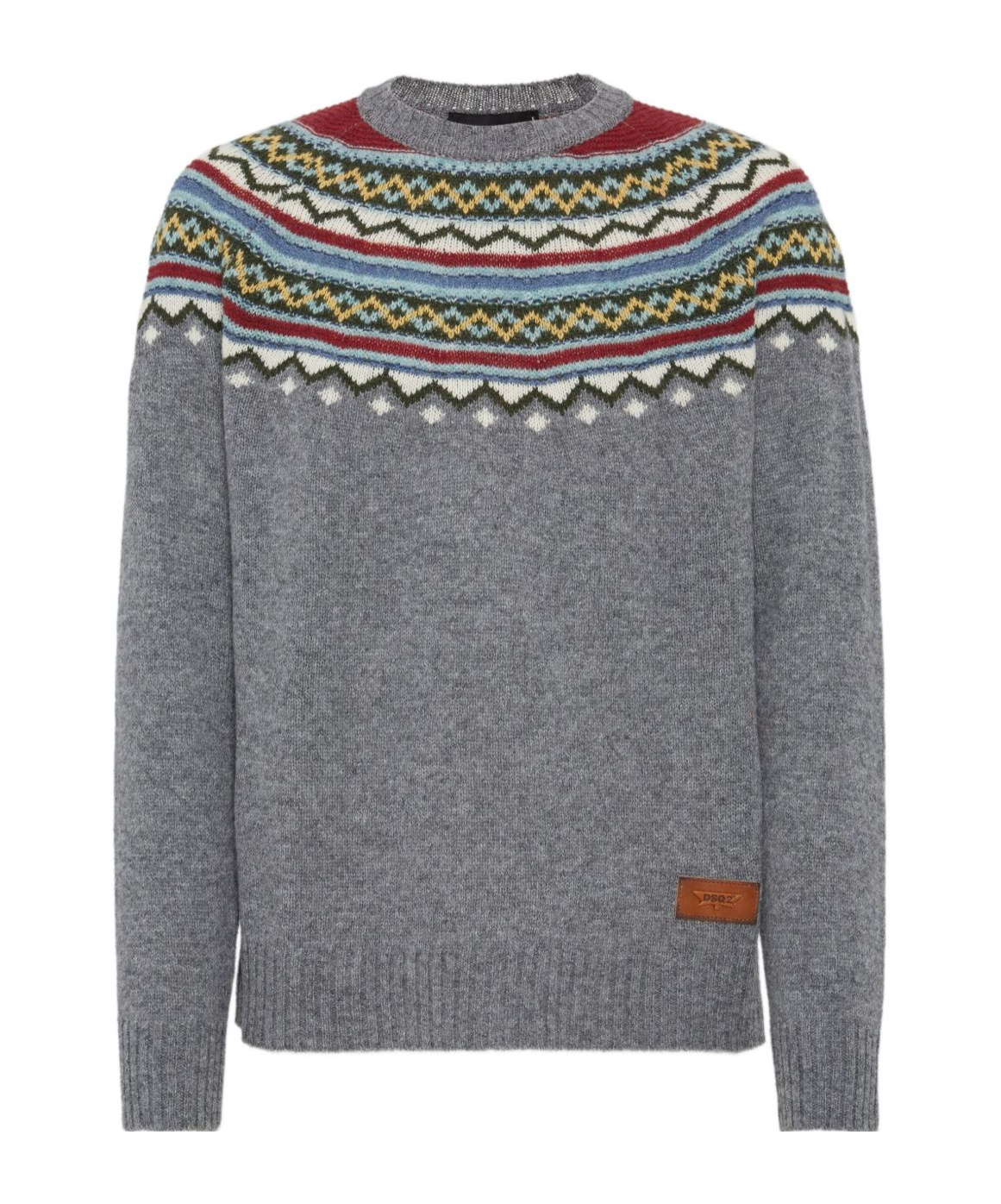Dsquared2 Intarsia Sweater Sweaters And Cardigans Multicolor In Gray