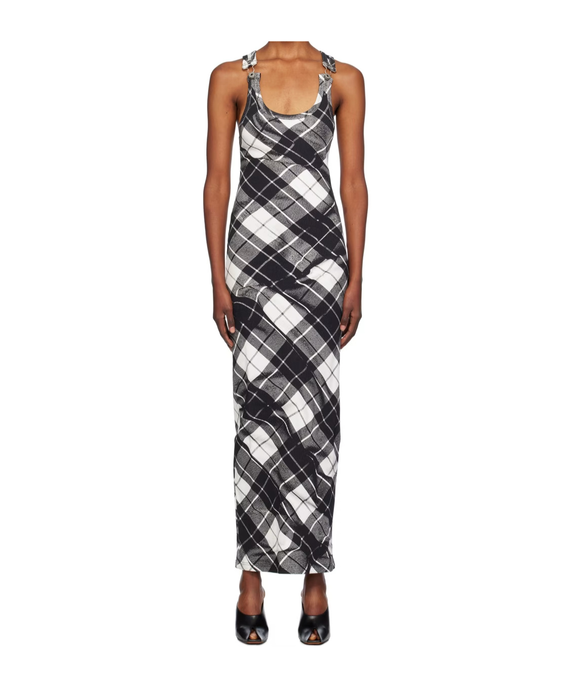 Jean Paul Gaultier Check Pattern Print Dress In Black