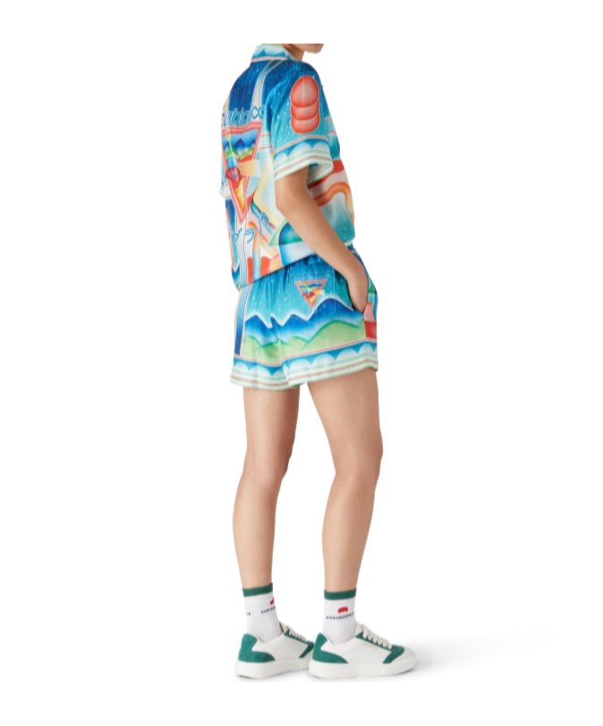 Casablanca Shorts In Multicolor Silk In Blue