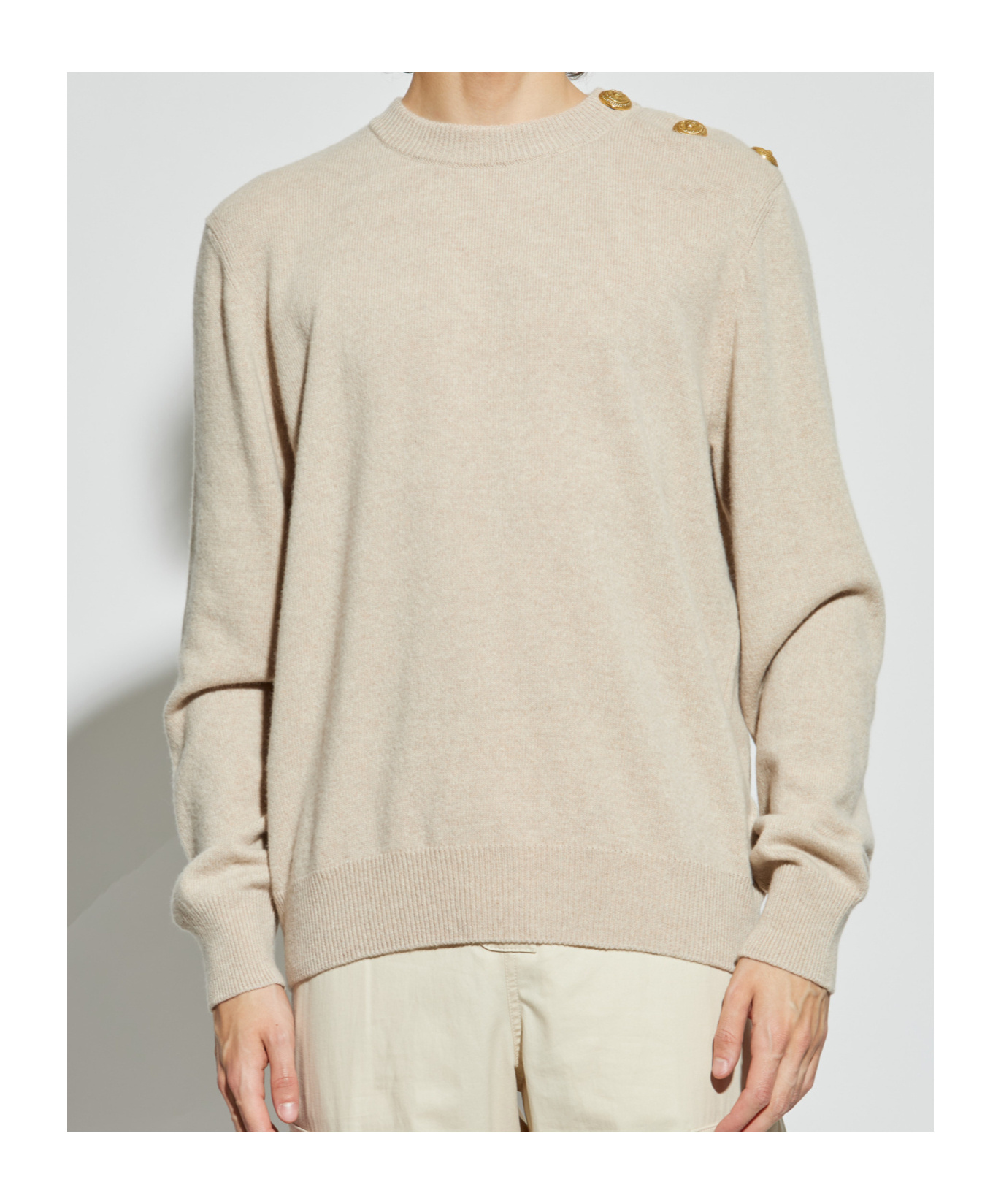 Balmain Wool And Cashmere Sweater In Neutral