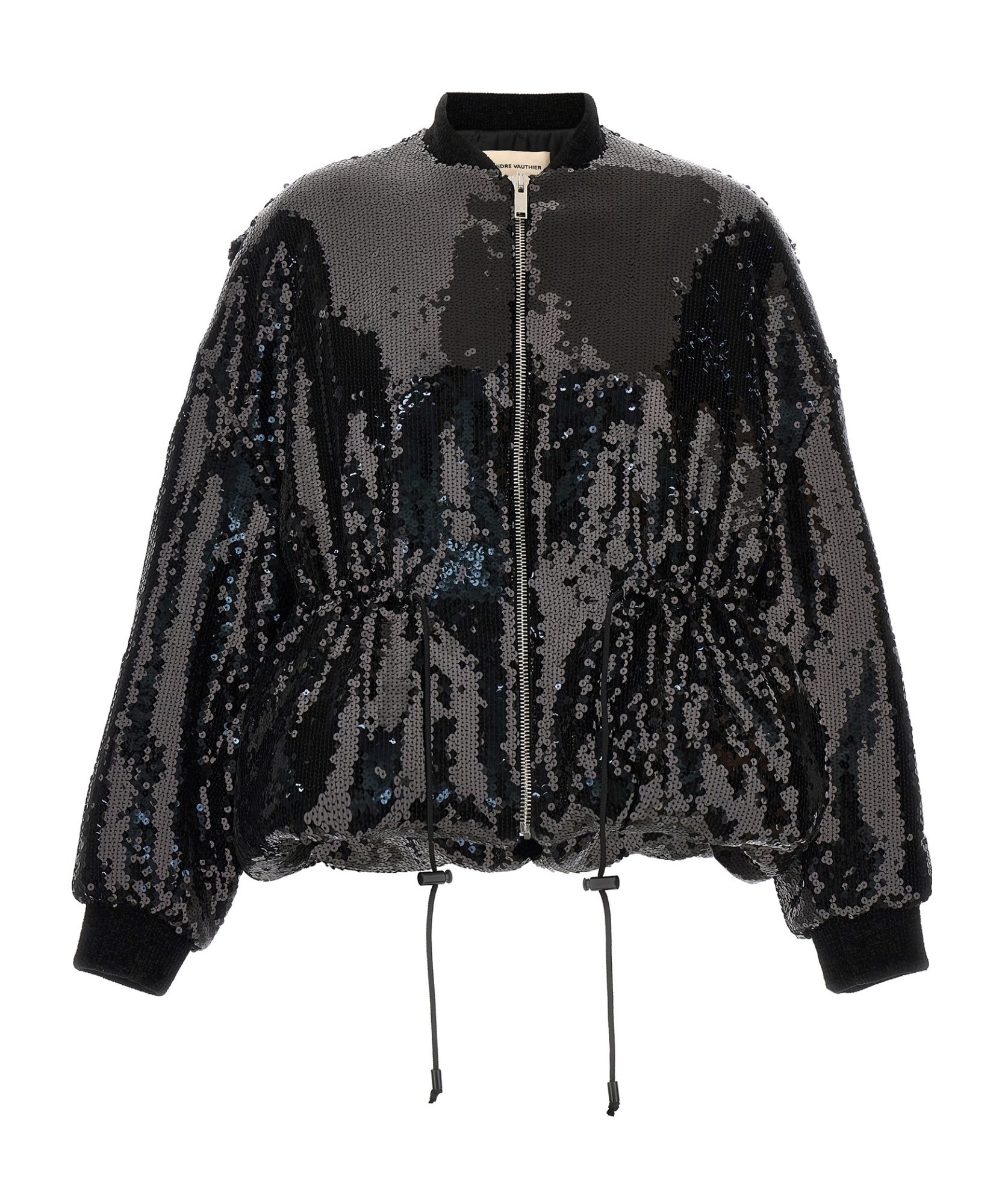 Alexandre Vauthier Black Sequin Bomber Jacket In Black