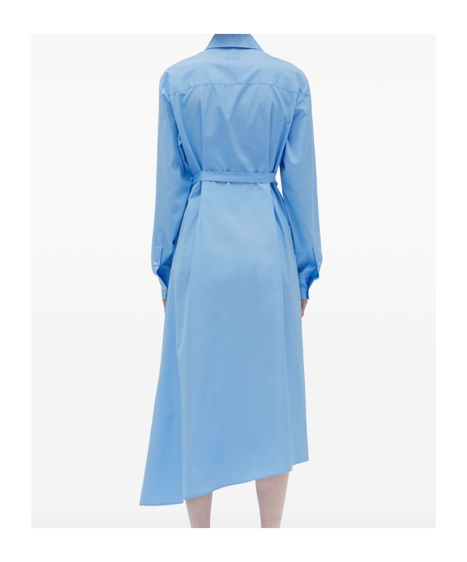 Msgm Belted Asymmetric Hem Dress In Blue