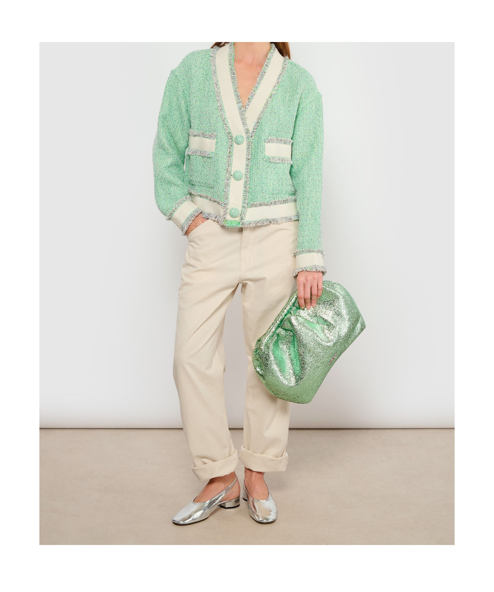 Essentiel Antwerp Magnetic Buckle Shoulder Bag In Green