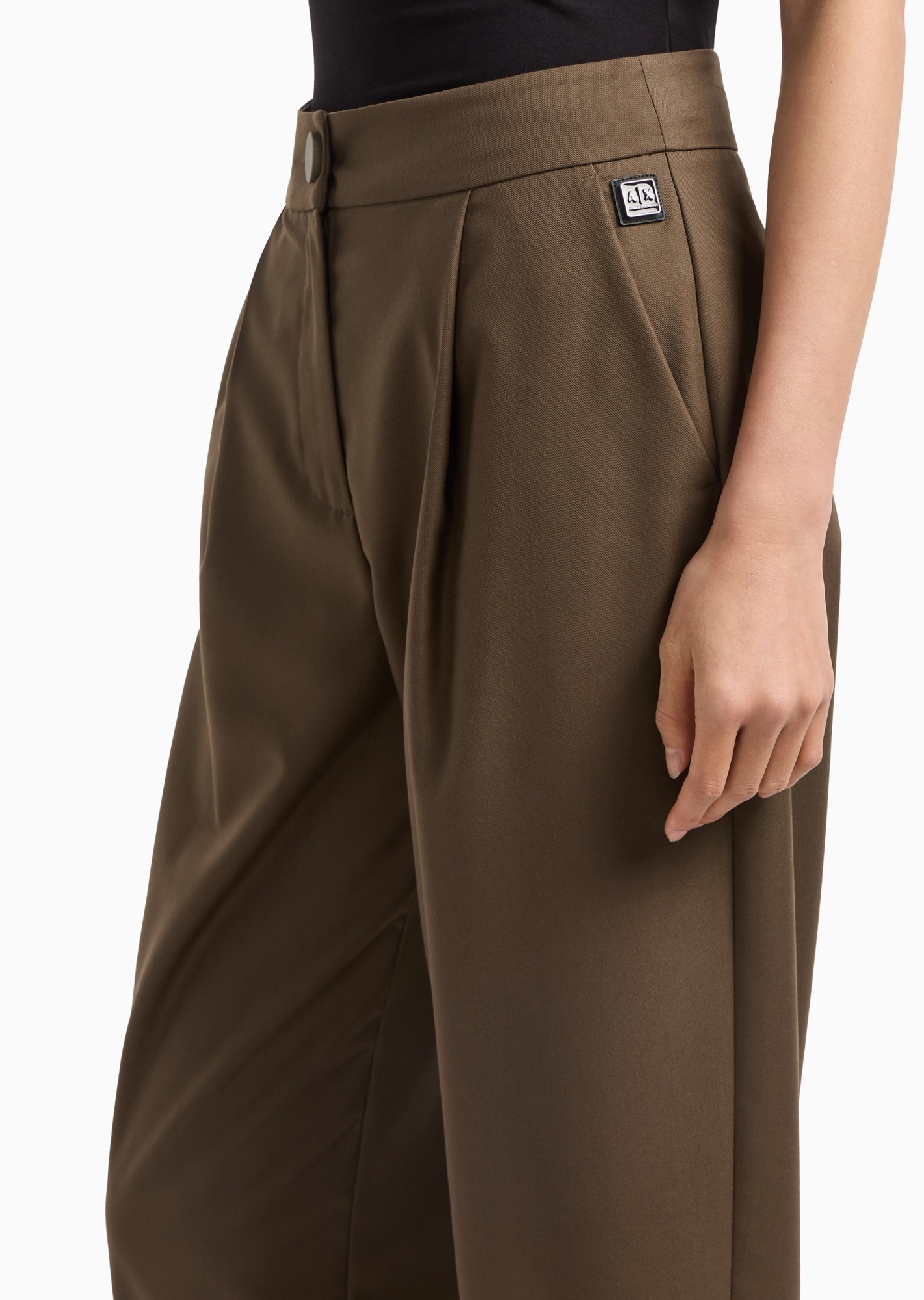 Shop Armani Exchange Pleated Casual Pants In Tan