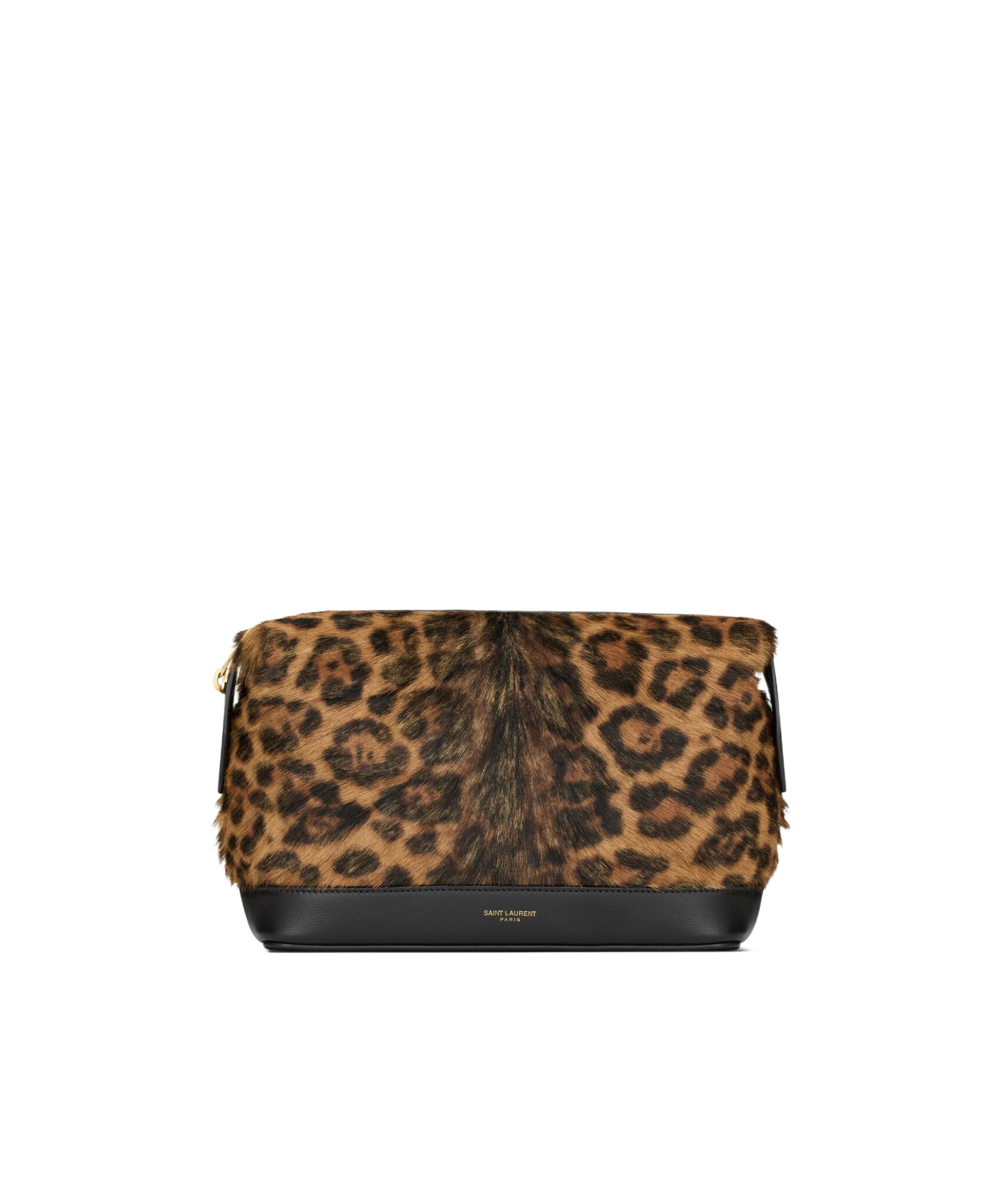 Saint Laurent Paris Small Pouch In Pony Hair Leather In Brown