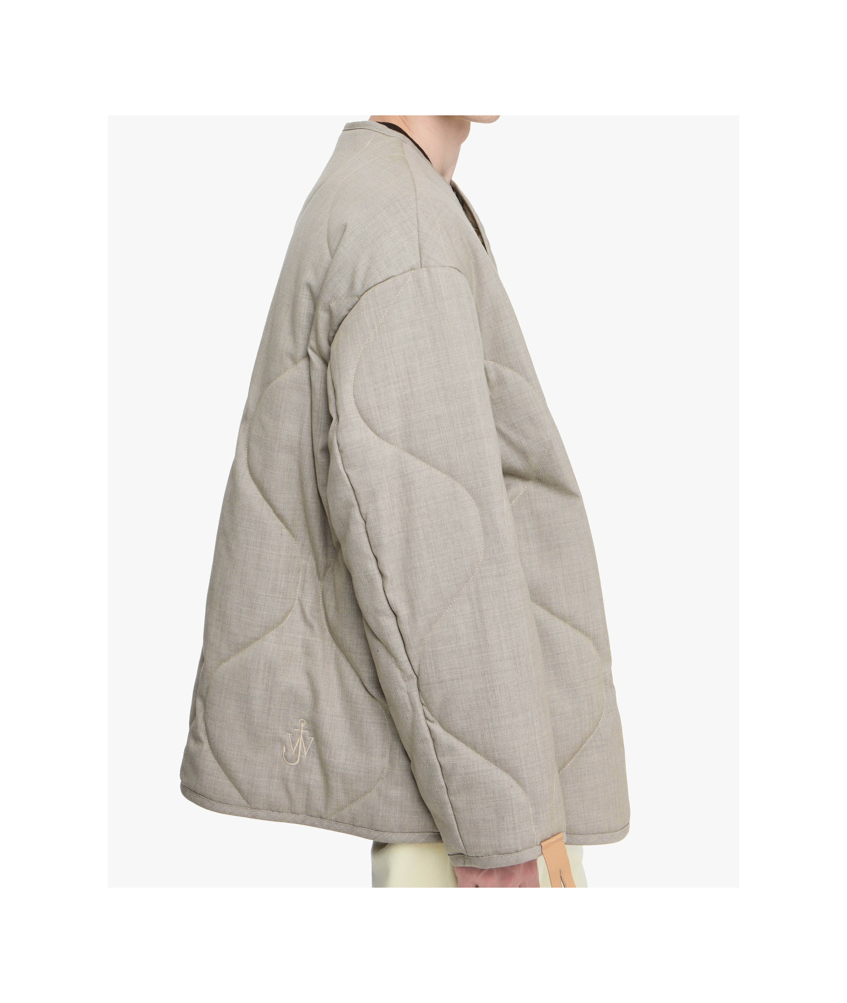 Jw Anderson Mens Clay Melange Quilted Loose-fit Wool Jacket In Neutral