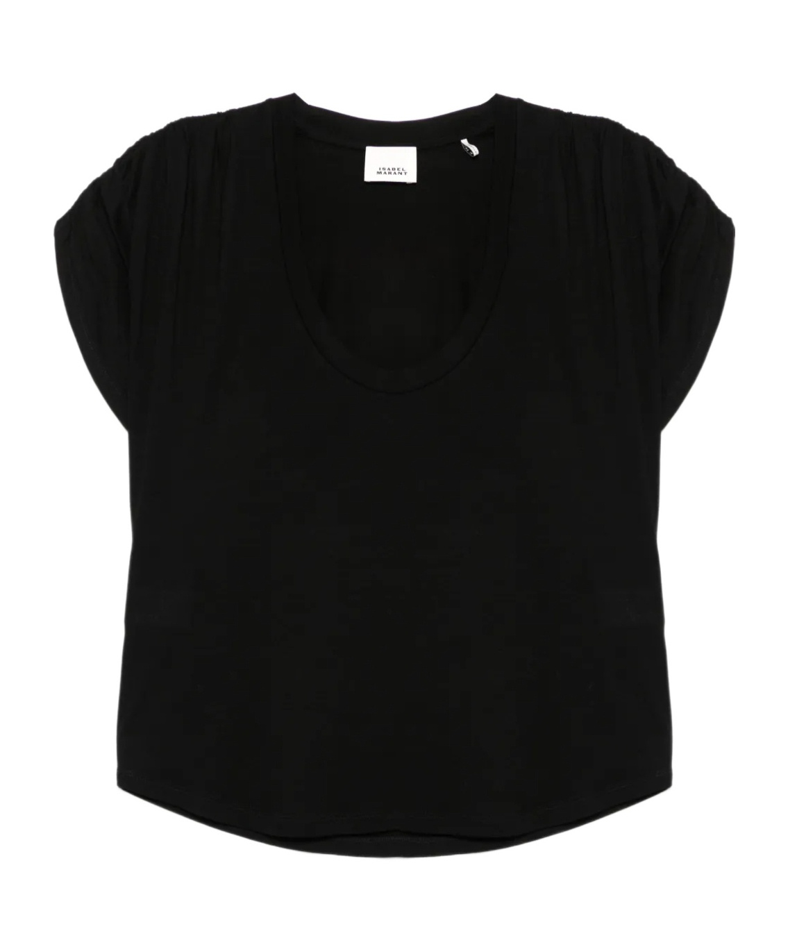 Isabel Marant U-neck Boxy T-shirt With Draped Sleeves In Black