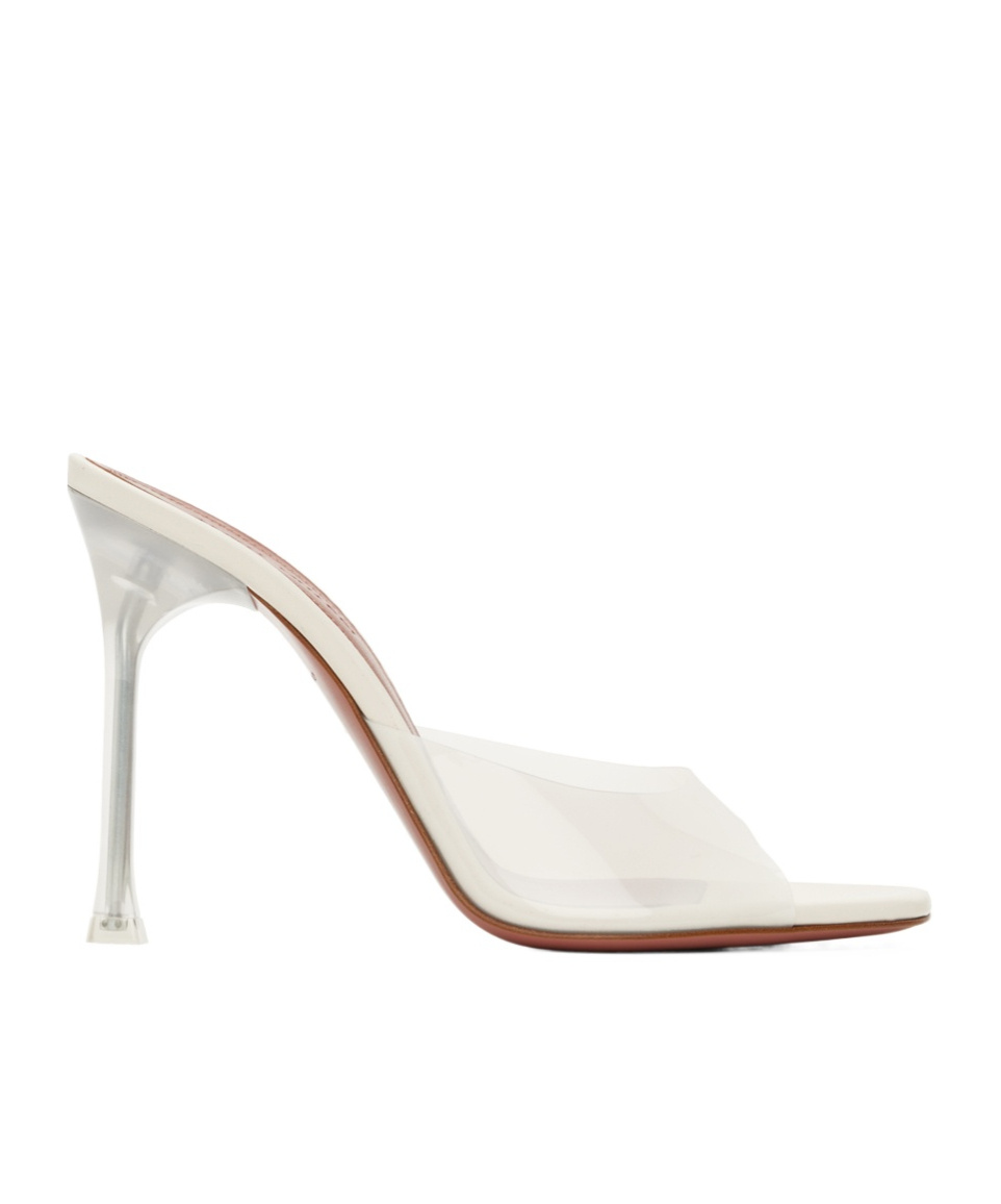 Shop Amina Muaddi Alexa Glass Slipper Sandals In White