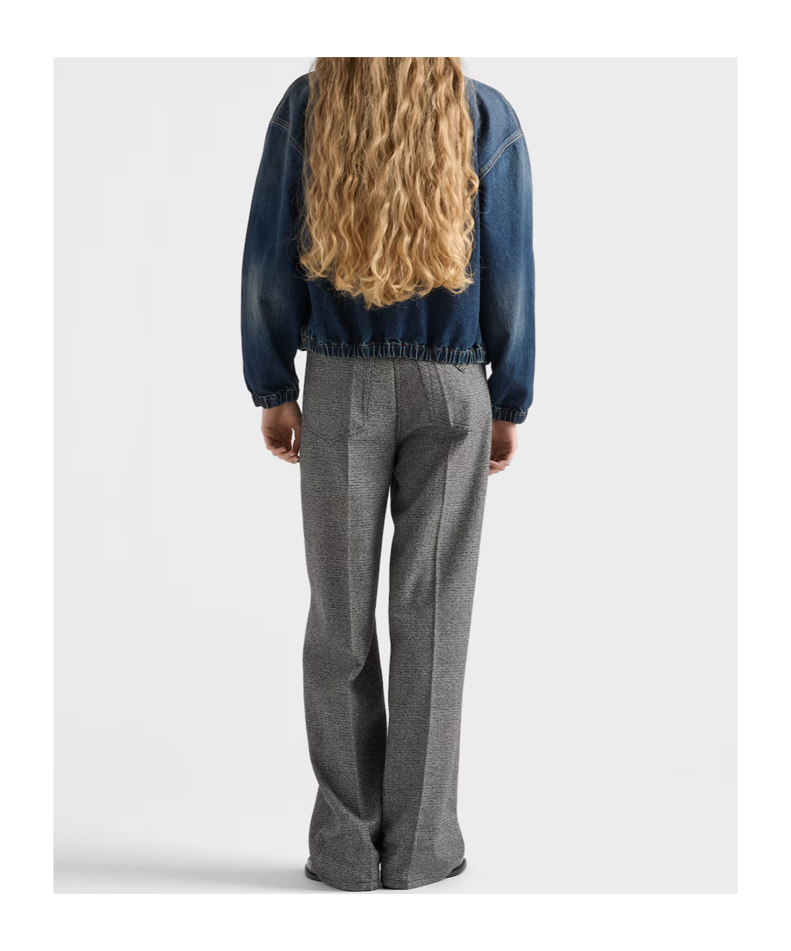 Prada Washed Denim Blouson Jacket In Blue