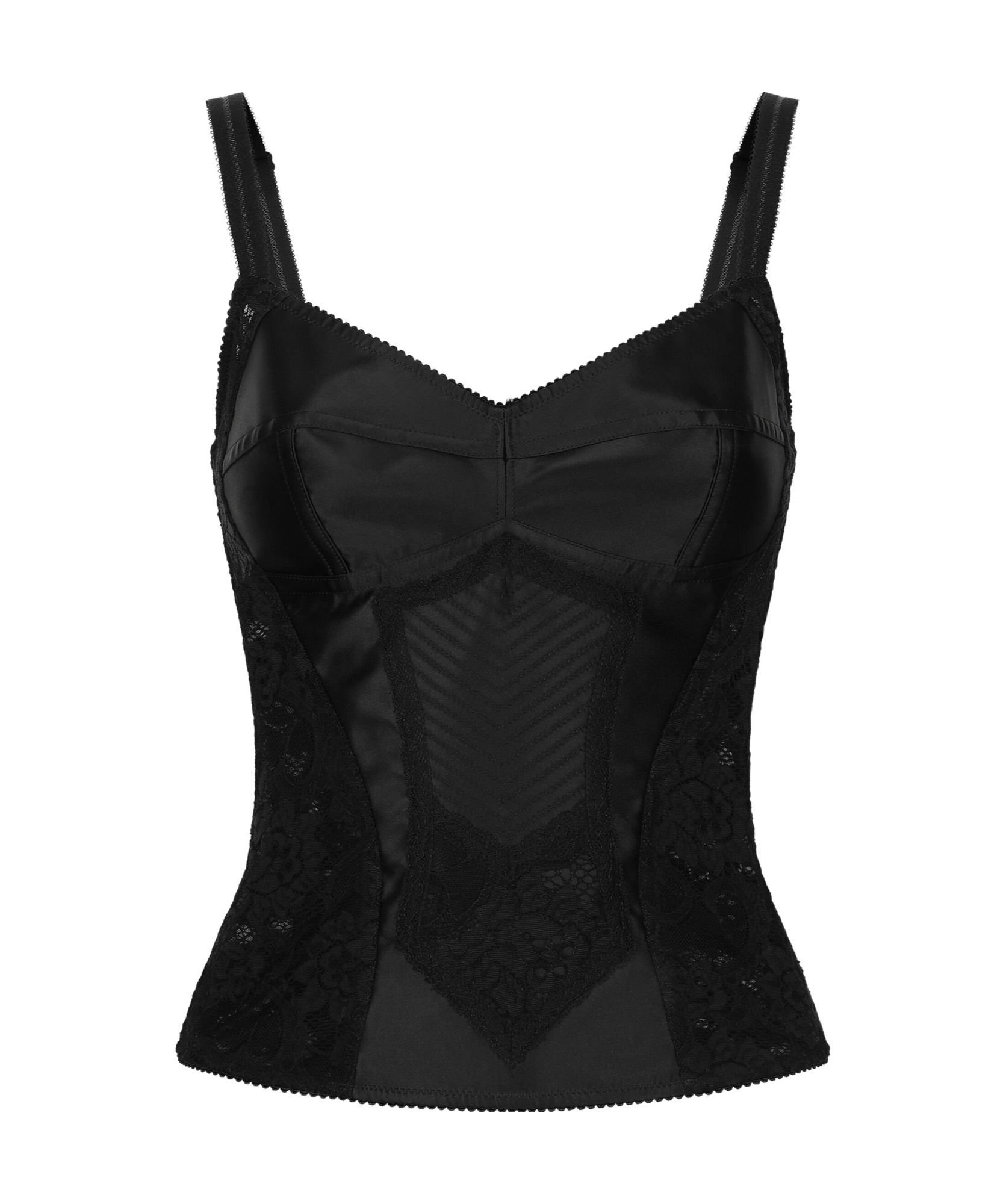 Dolce & Gabbana Corset Lace And Satin Top In Black