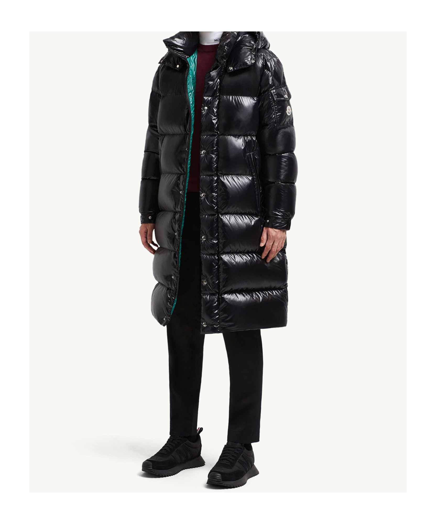 Moncler Doudoune Longue À Capuche Et Matelassage En Carré Hanoverian In Black