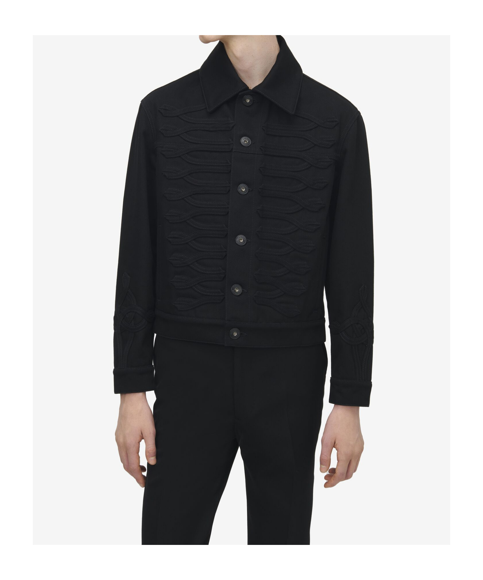 Alexander Mcqueen Button Detail Denim Jacket In Black