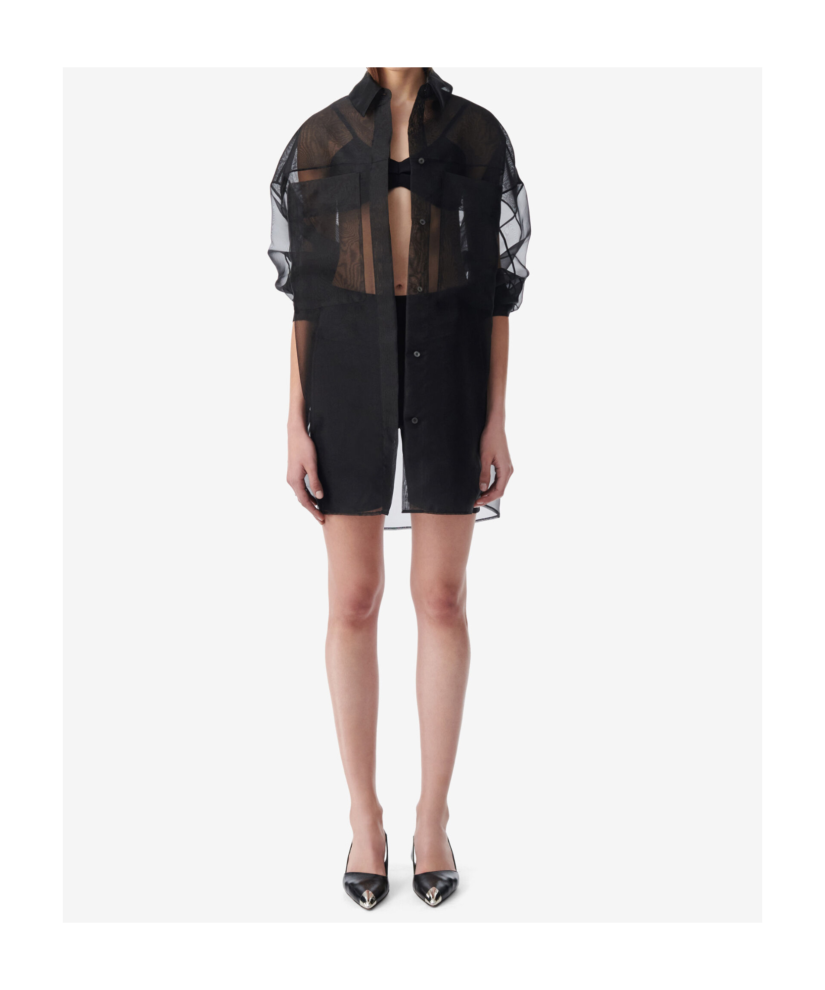 Iro Long Sleeve Sheer Shirt In Black